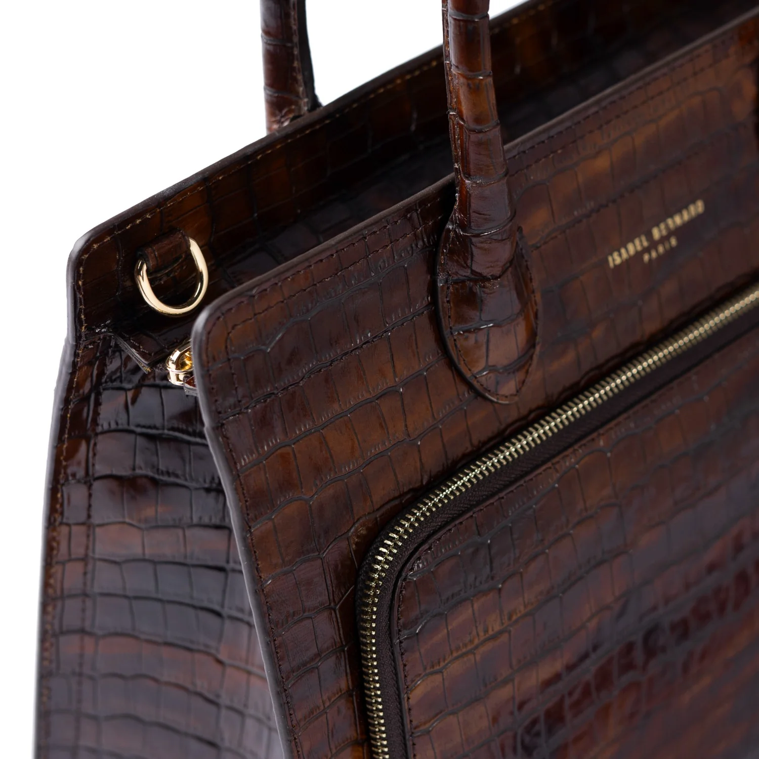 Isabel Bernard Honoré Nadine Kroko braune Handtasche aus Kalbsleder mit 13-Zoll-Laptopfach IB25110-230-13 - Image 7