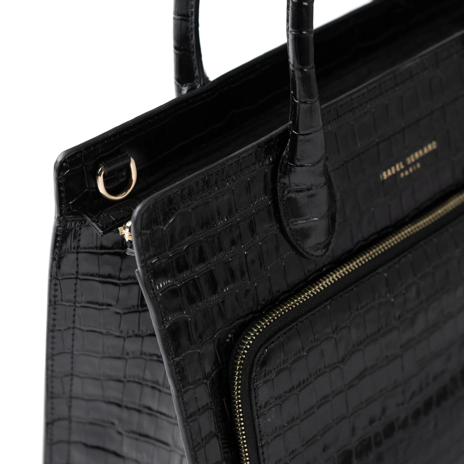 Isabel Bernard Honoré Nadine Kroko schwarze Handtasche aus Kalbsleder mit 13-Zoll-Laptopfach IB25110-201-13 - Image 7