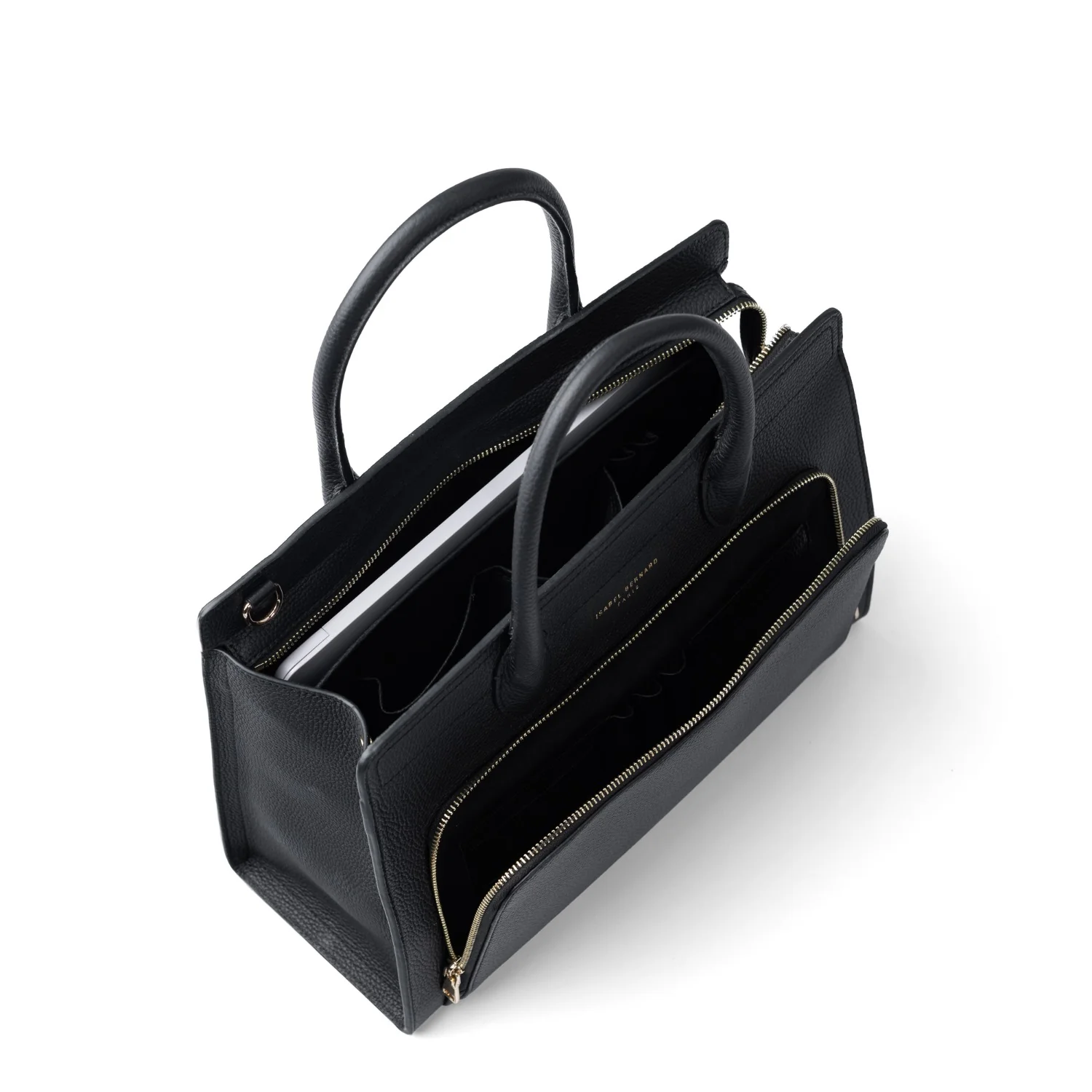 Isabel Bernard Honoré Nadine schwarze Handtasche aus Kalbsleder mit 13-Zoll-Laptopfach IB25110-001-13 - Image 8
