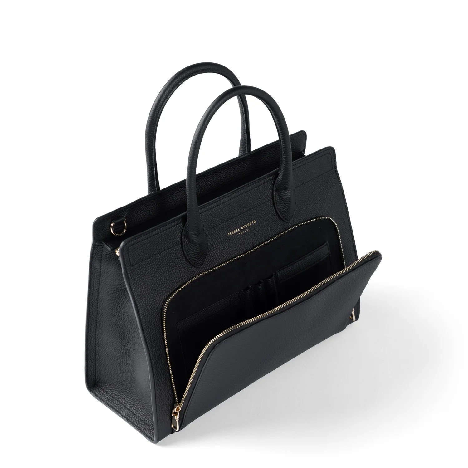 Isabel Bernard Honoré Nadine schwarze Handtasche aus Kalbsleder mit 13-Zoll-Laptopfach IB25110-001-13 - Image 9