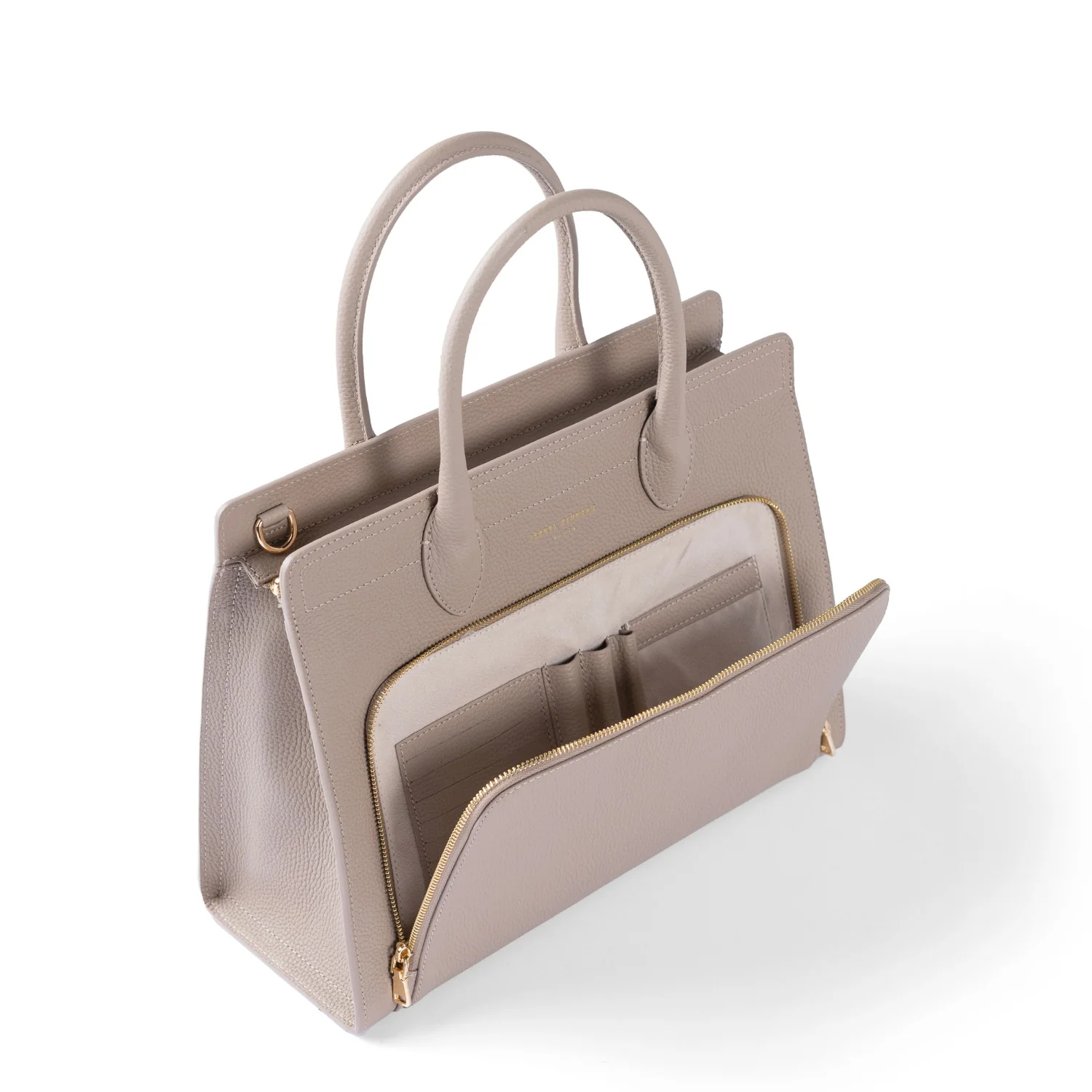 Isabel Bernard Honoré Nadine taupefarbene Handtasche aus Kalbsleder mit 13-Zoll-Laptopfach IB25110-078-13 - Image 10