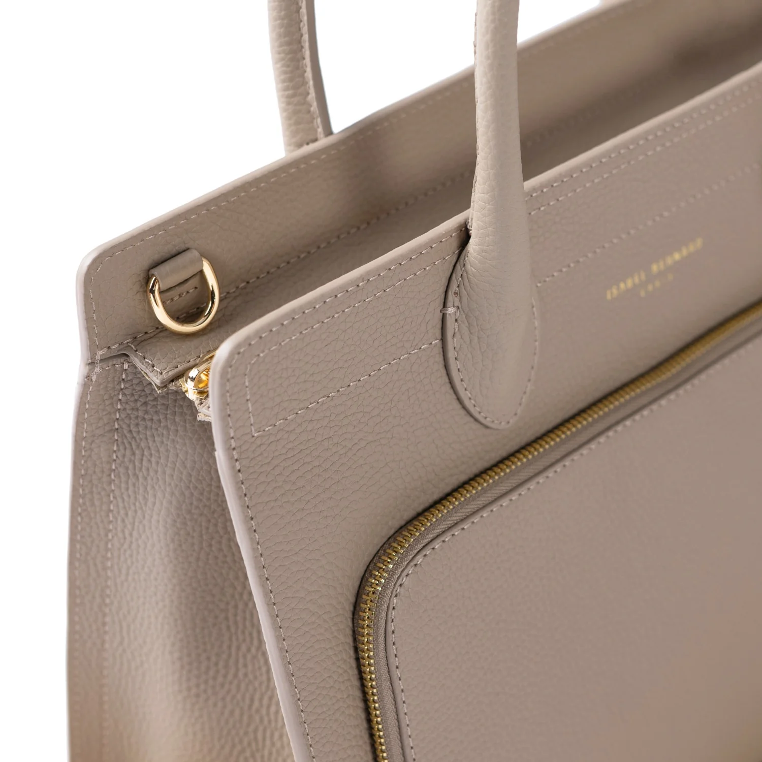 Isabel Bernard Honoré Nadine taupefarbene Handtasche aus Kalbsleder mit 13-Zoll-Laptopfach IB25110-078-13 - Image 7