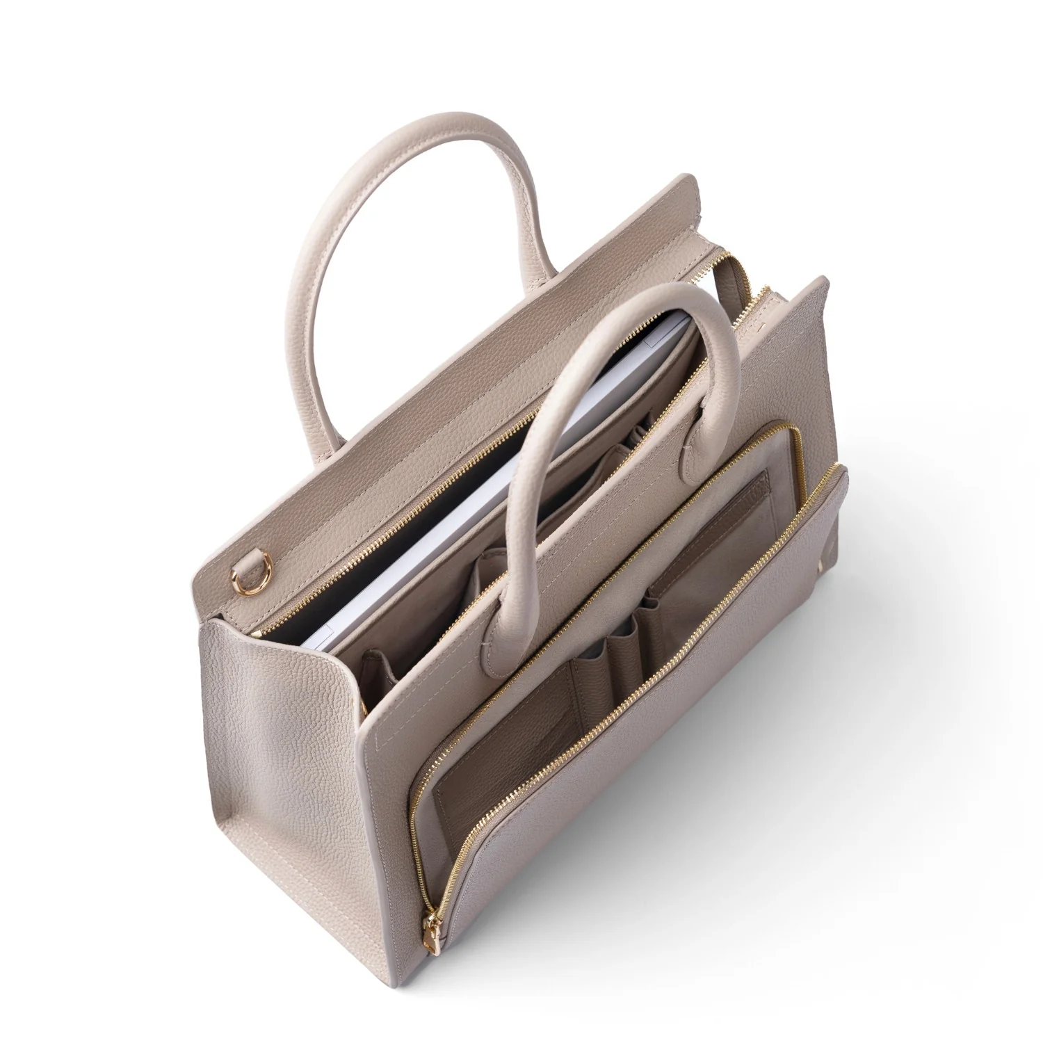 Isabel Bernard Honoré Nadine taupefarbene Handtasche aus Kalbsleder mit 13-Zoll-Laptopfach IB25110-078-13 - Image 9