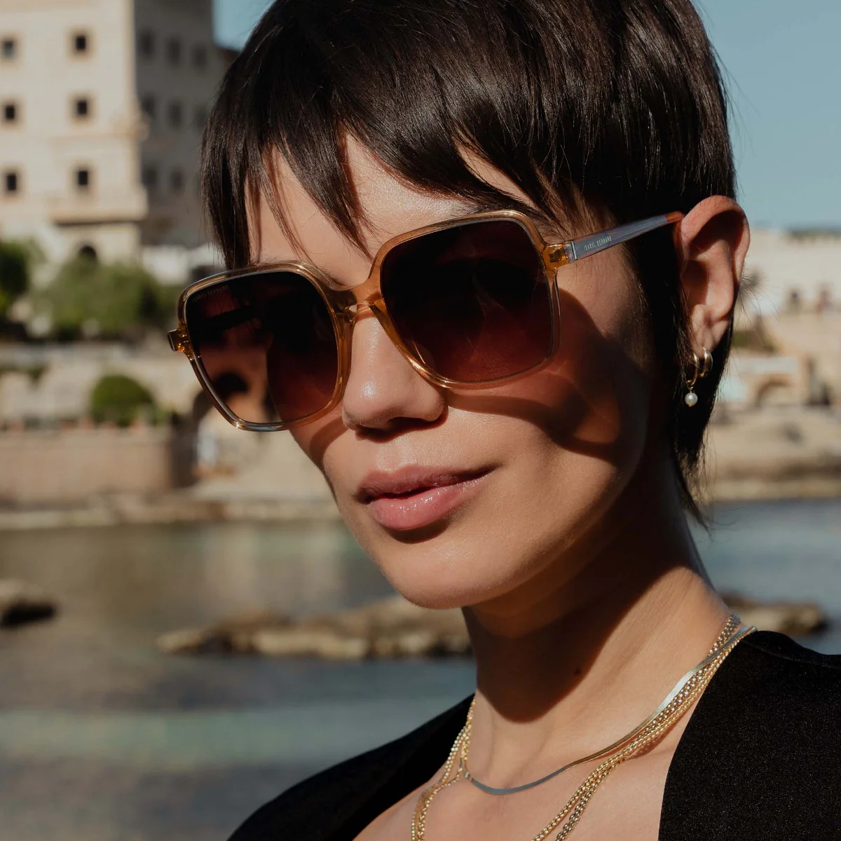 Isabel Bernard La Villette Rene Transparent Beige Quadratisch Sonnenbrille IB400000-02-14 - Image 3