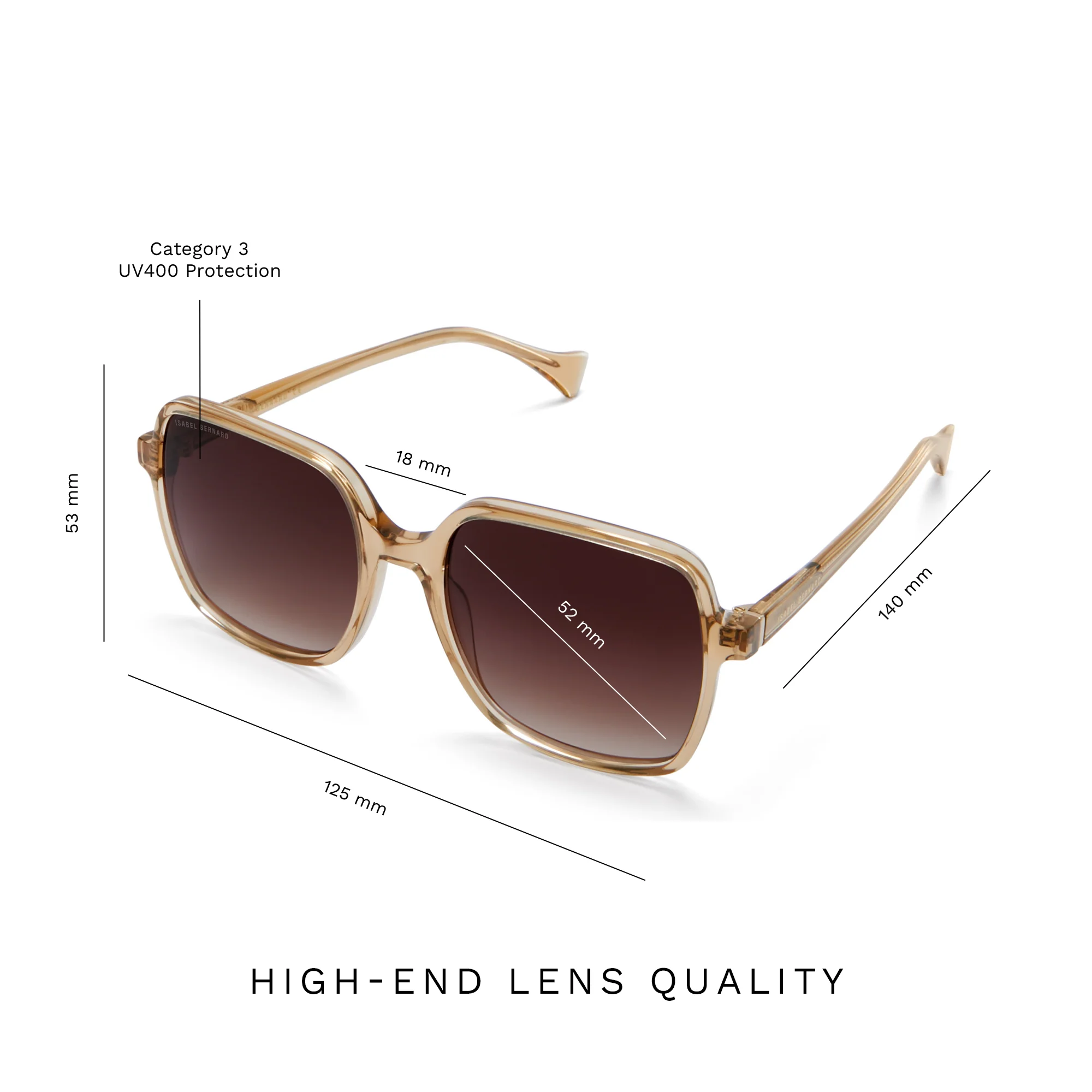 Isabel Bernard La Villette Rene Transparent Beige Quadratisch Sonnenbrille IB400000-02-14 - Image 8