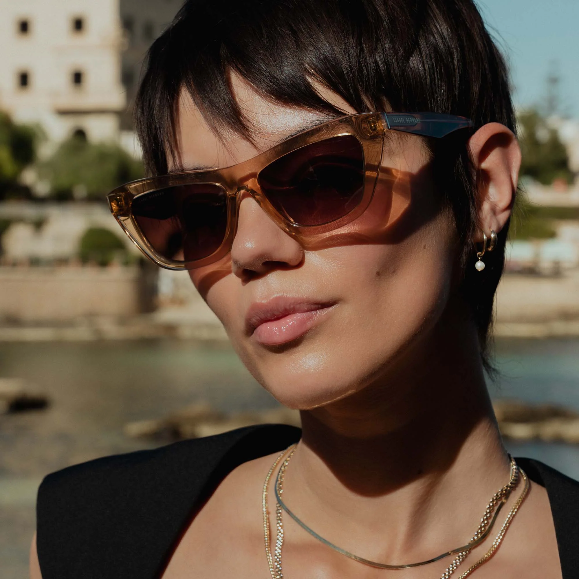 Isabel Bernard La Villette Roselin Transparent Beige Cat Eye Sonnenbrille IB400006-02-14 - Image 3