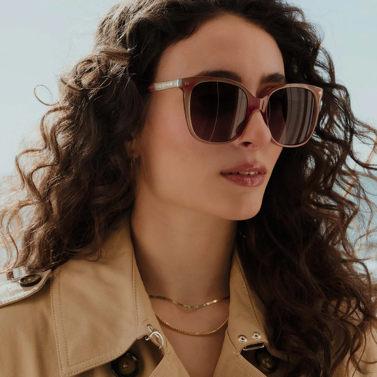 Isabel Bernard La Villette Raison Transparent Beige Quadratisch Sonnenbrille IB400007-02-14 - Image 2