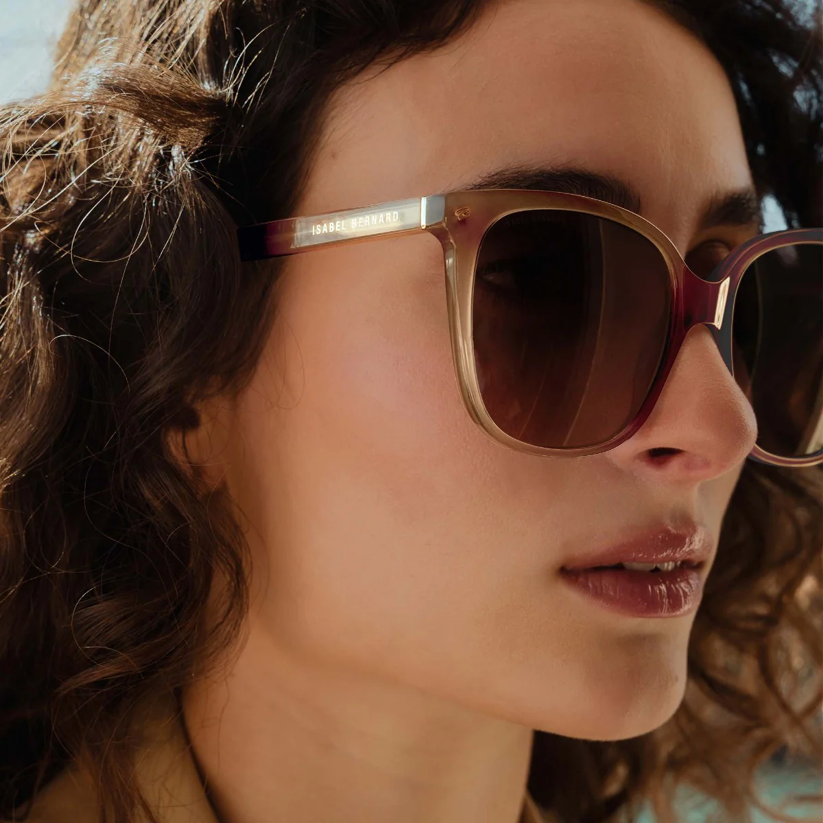 Isabel Bernard La Villette Raison Transparent Beige Quadratisch Sonnenbrille IB400007-02-14 - Image 4
