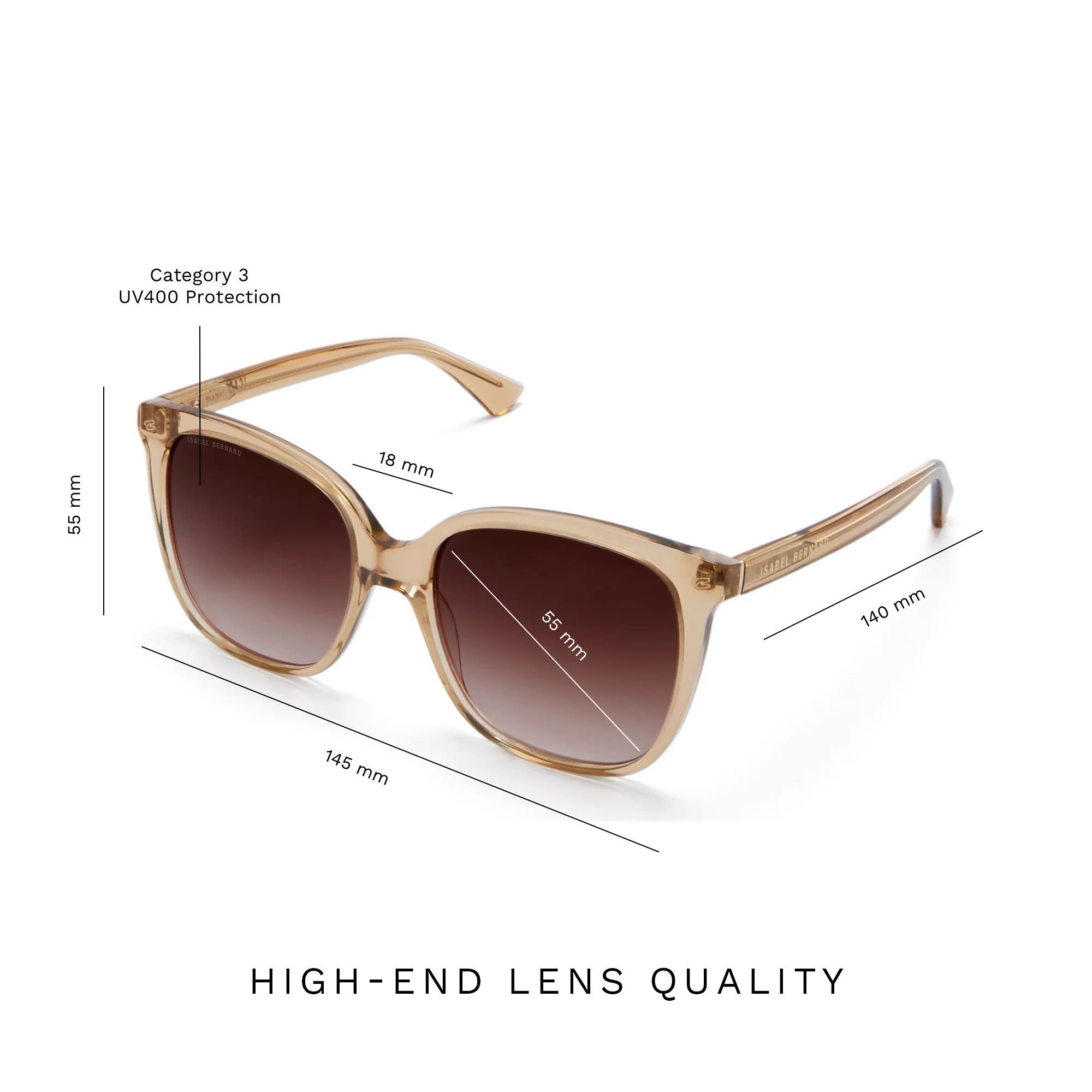 Isabel Bernard La Villette Raison Transparent Beige Quadratisch Sonnenbrille IB400007-02-14 - Image 9
