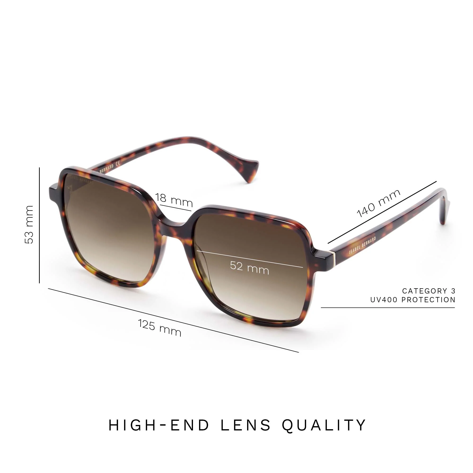 Isabel Bernard La Villette Rene Braun Tortoise Quadratisch Sonnenbrille IB400000-14-14 - Image 9