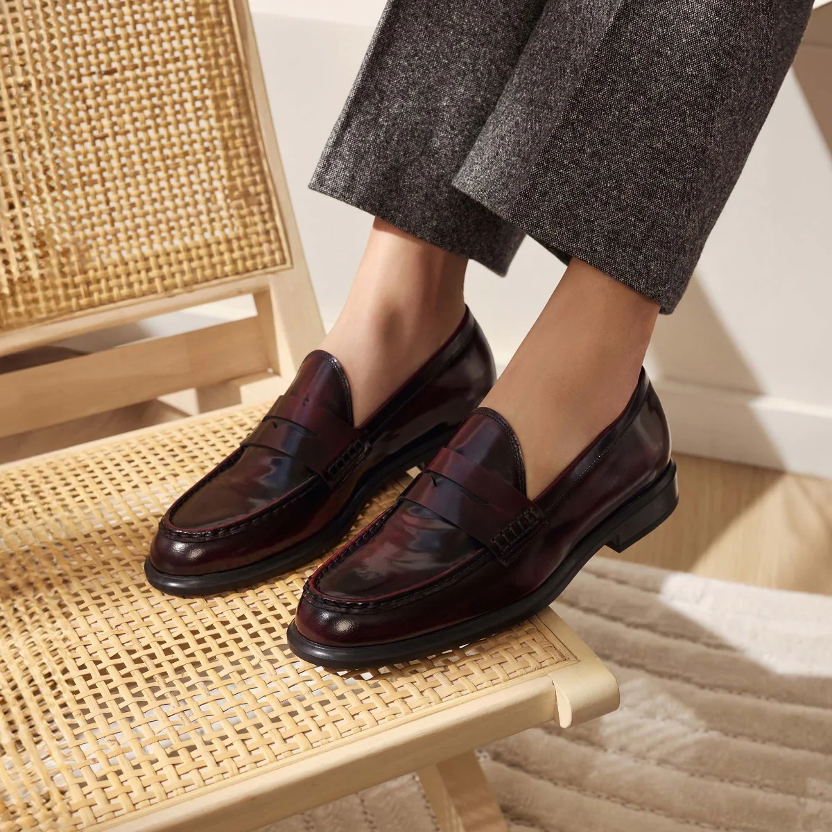 Isabel Bernard Vendôme Blandine Bordeaux Spazzolato Leder Loafers IB51015-652-39 - Image 3