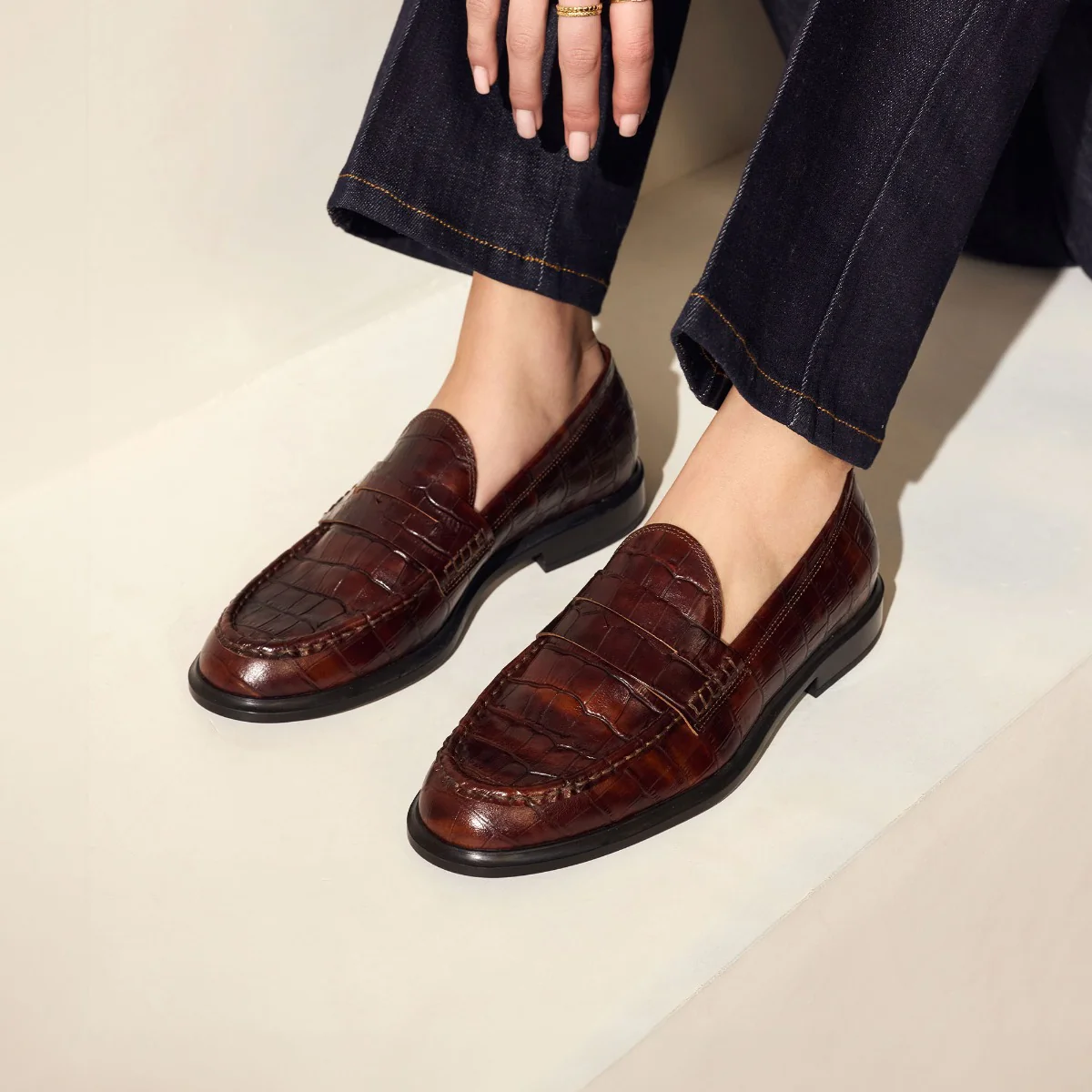 Isabel Bernard Vendôme Blandine Kroko Braun Kalbsleder Loafers IB51015-230-37 - Image 3