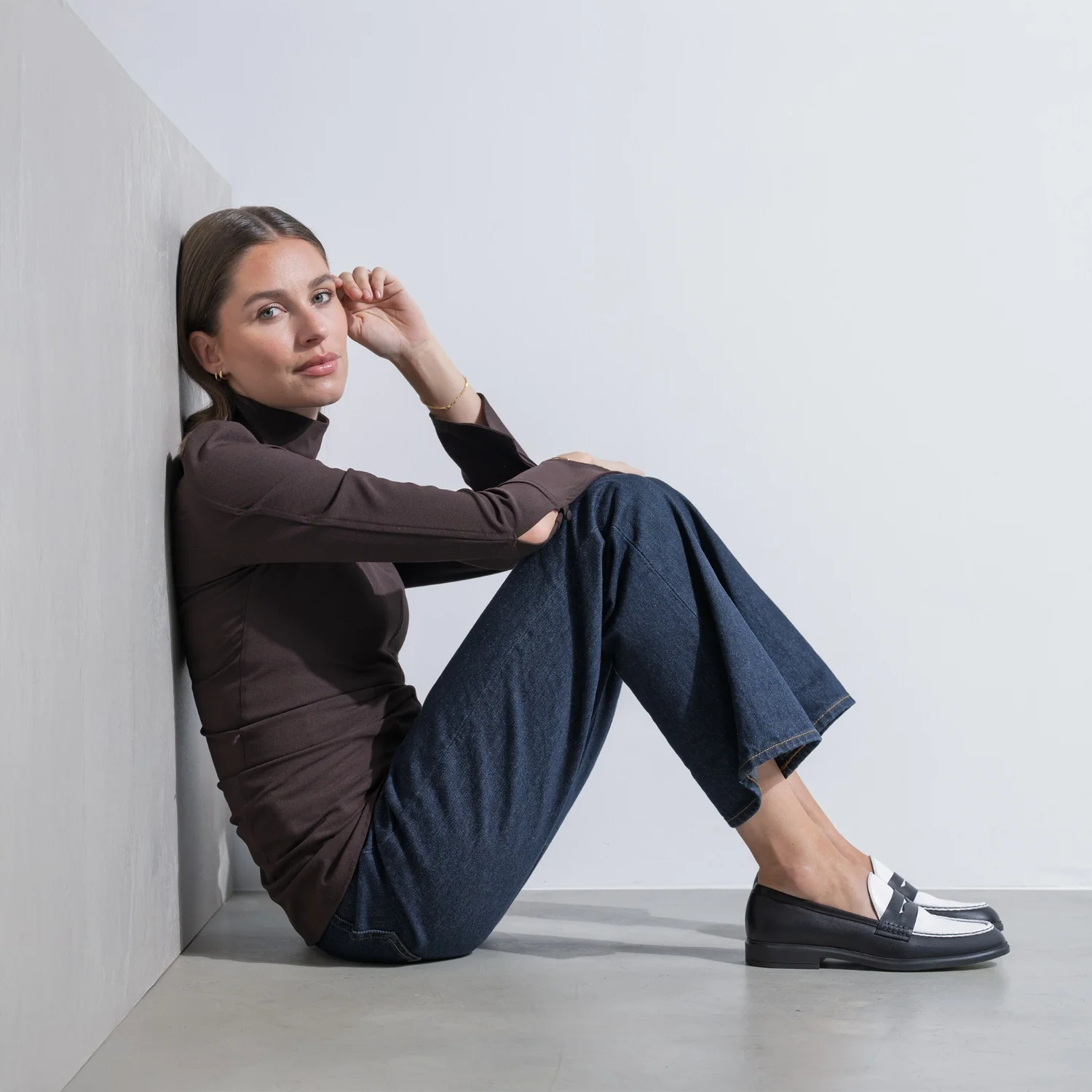 Vendôme Blandine Schwarz und Weiß Kalbsleder Loafers IB51015-10176-37 - Image 3