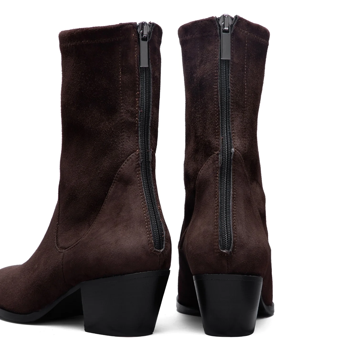 Isabel Bernard Vendôme Ines Braune Stretch-Stiefeletten aus Veloursleder IB53013-130-38 - Image 5