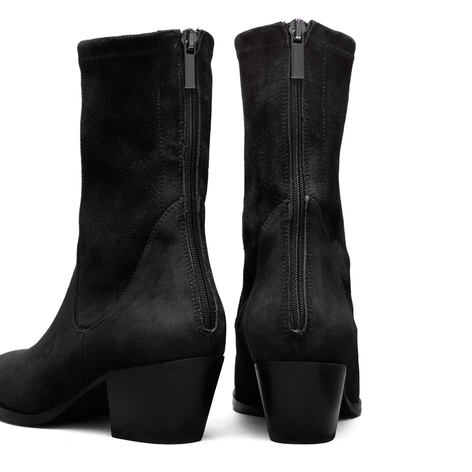 Isabel Bernard Vendôme Ines Schwarze Stretch-Stiefeletten aus Veloursleder IB53013-101-37 - Image 5