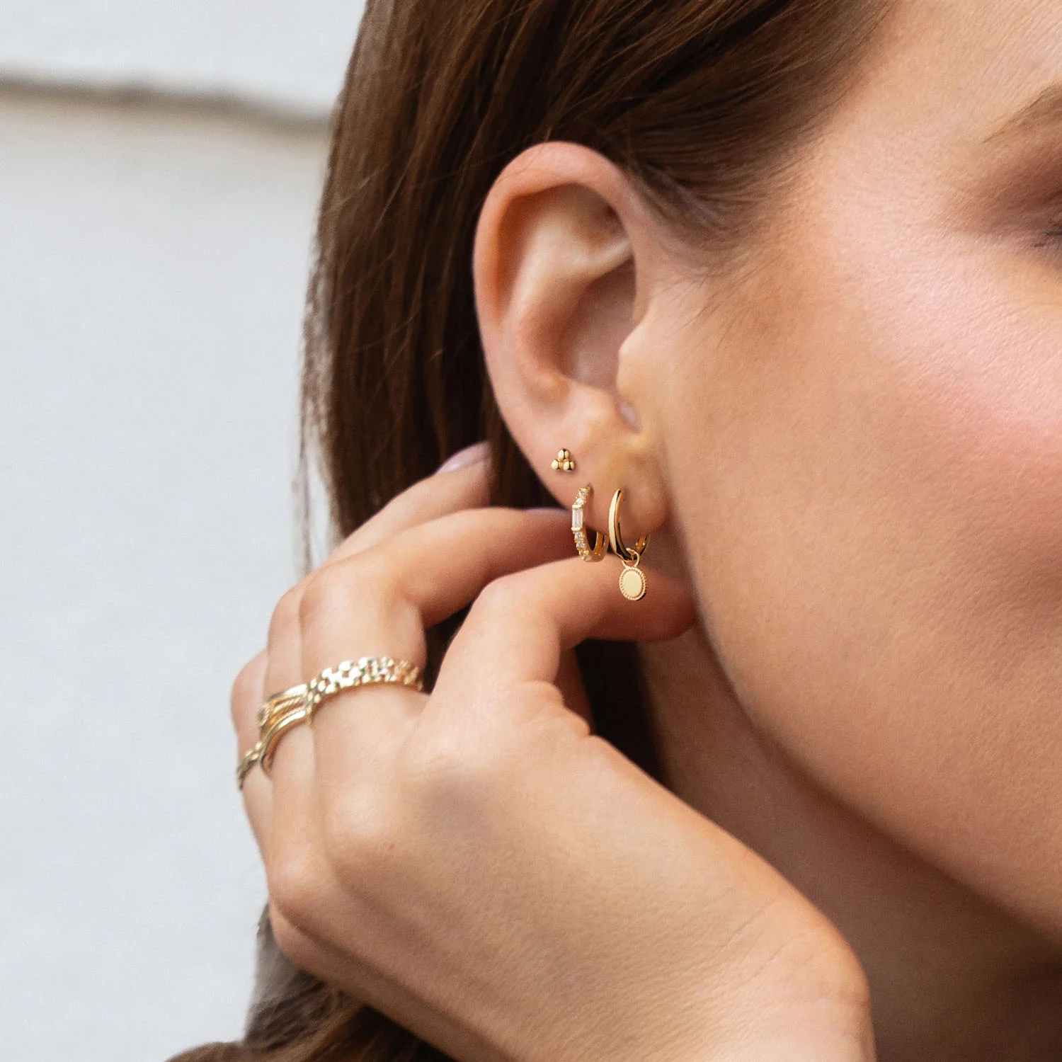Jackie Gold Mondriaan 14 Karat Gold Hoops JKE25.577 - Image 2