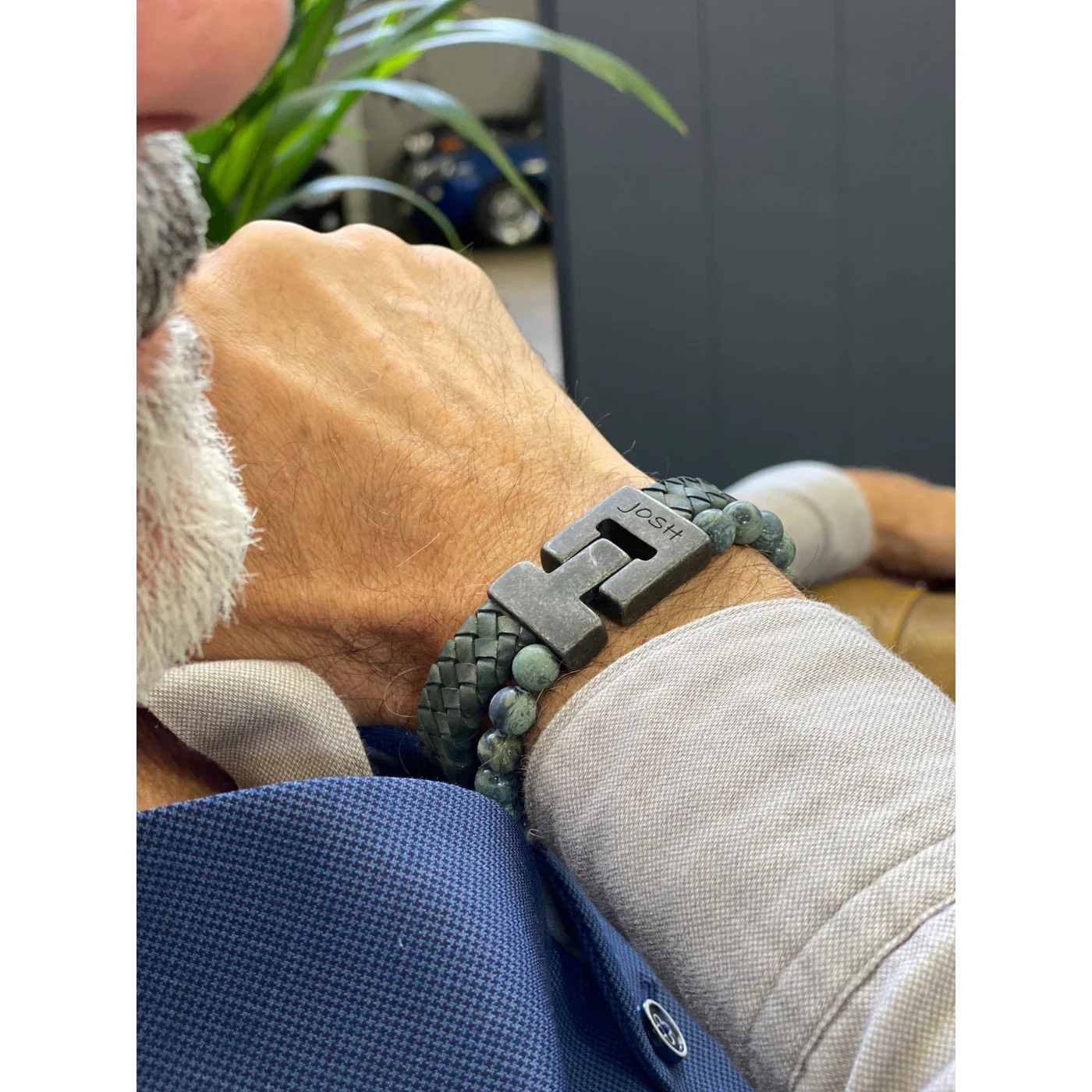 Josh Vintage herren Armband Grün 24966-BRA-VB/GREEN/M - Image 2