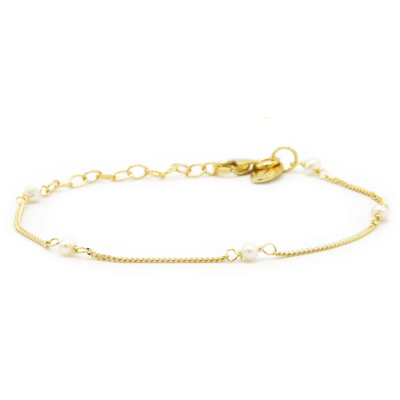 Karma 925 Sterling Silber Goldfarbene Tiny Pearls Armband 94126GP (Länge: 16.50 - 19.00 cm)