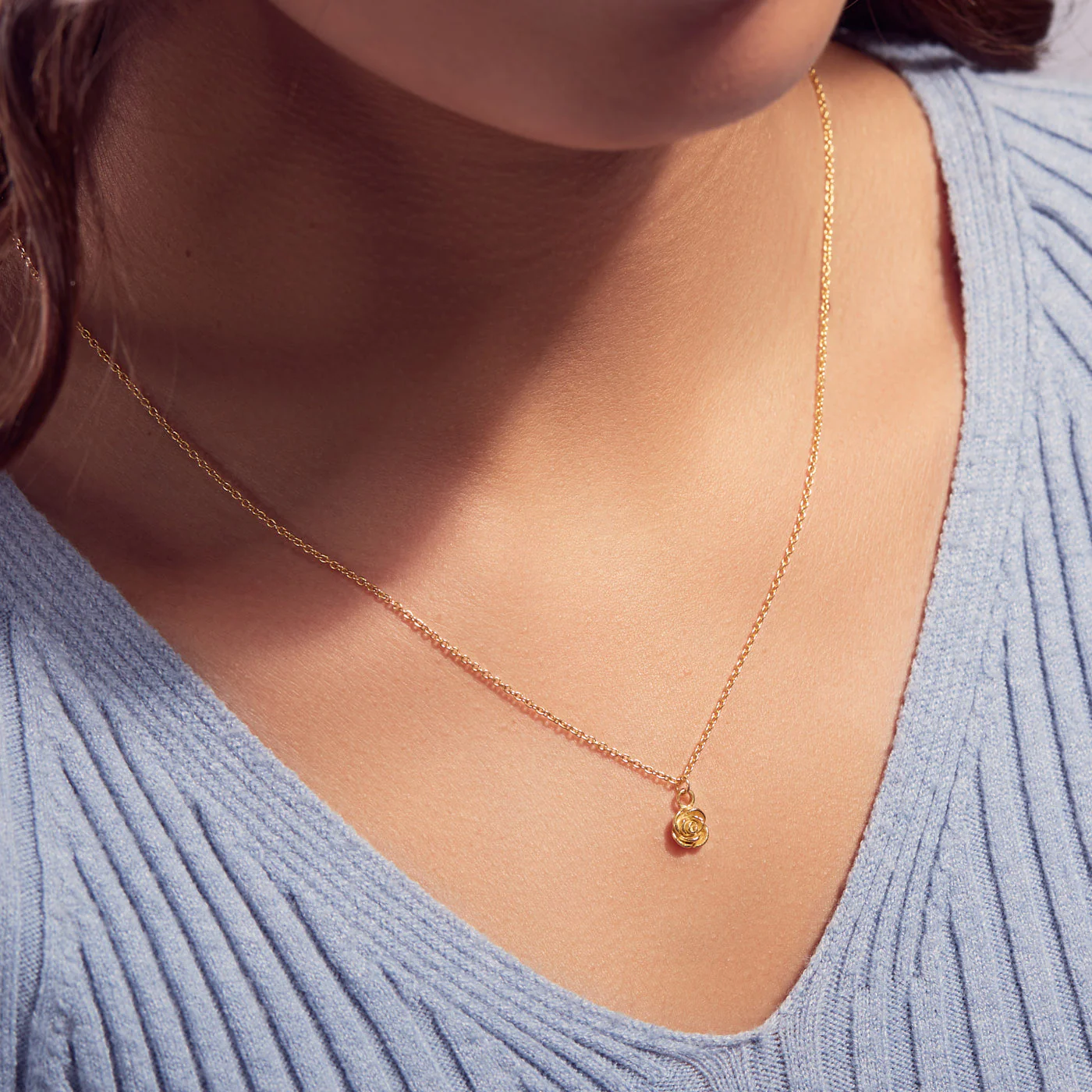Karma 925 Sterling Silberen Flower Goldfarbene Kette T235 (Länge: 38.00-45.00 cm) - Image 2