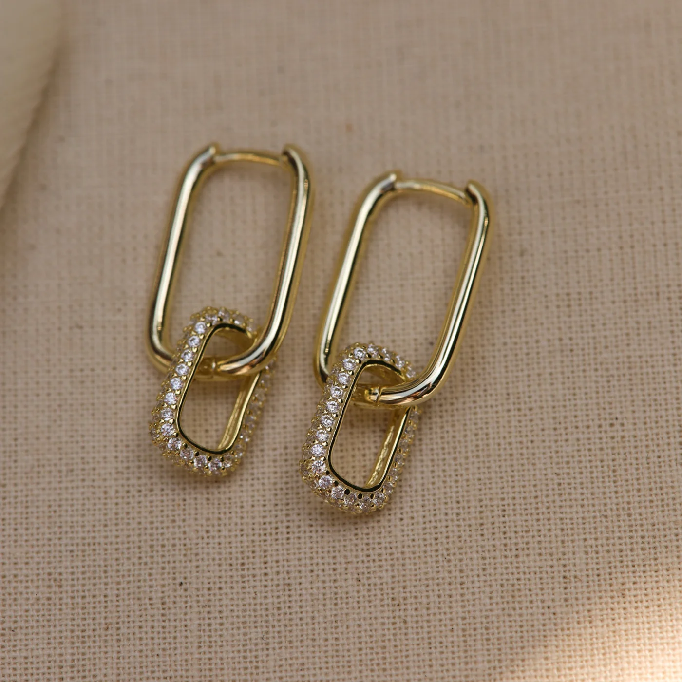 Karma 925 Sterling Silberen Goldfarbene Zirconia Densely Creolen H232GP - Image 3