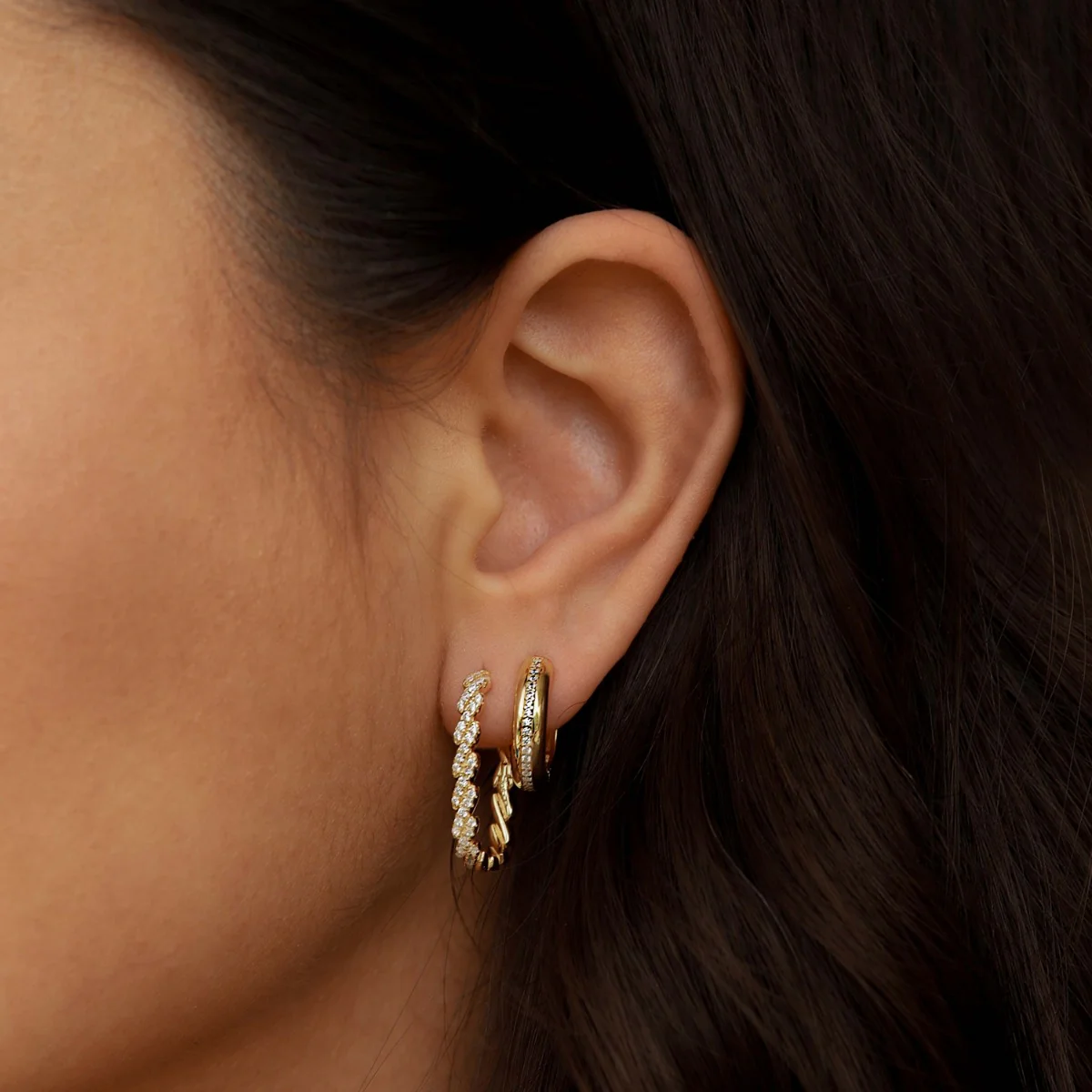 Karma Hinged Hoops 925 Sterling Silver Earhoops H447GP - Image 3