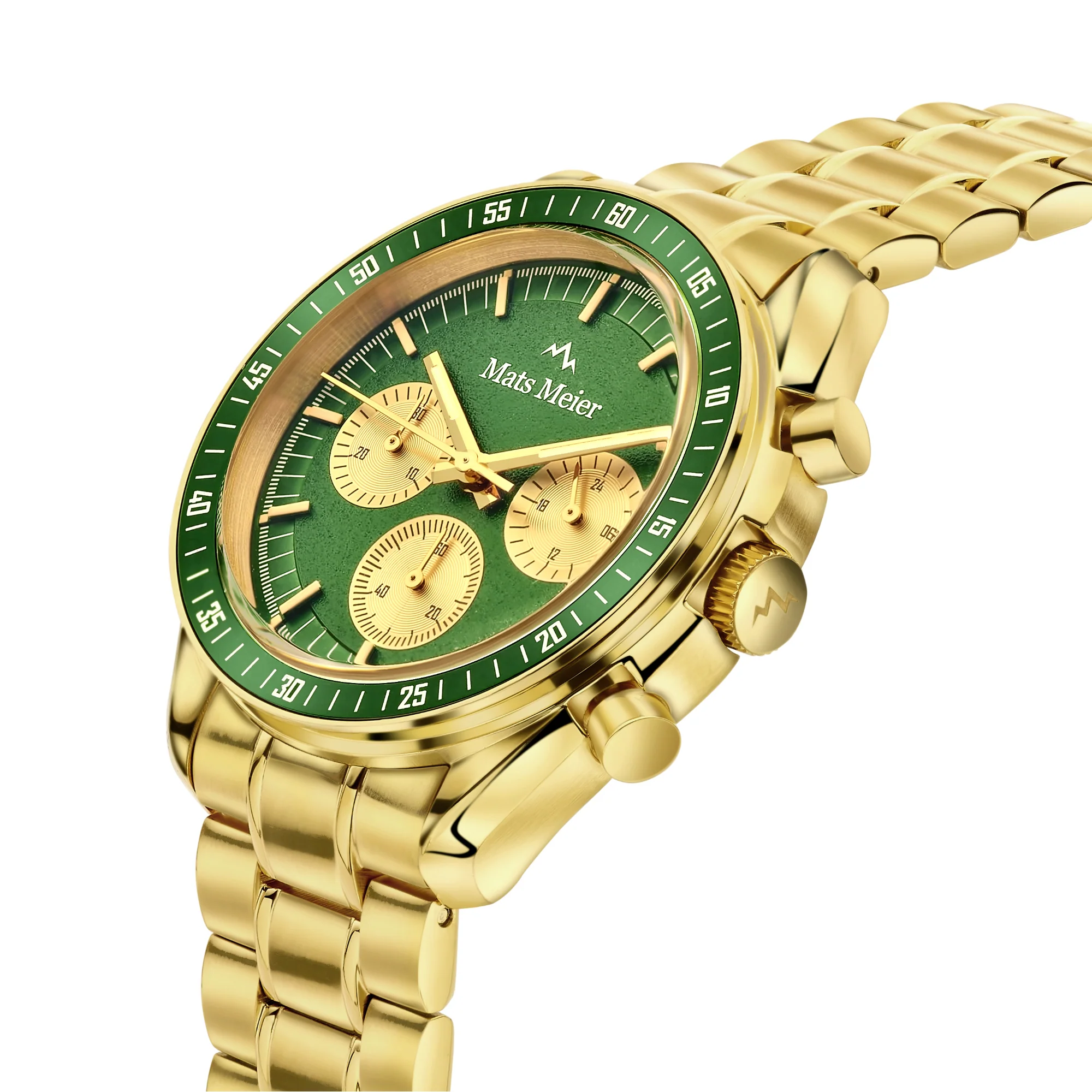 Mats Meier Arosa Racing Chronograaf HerrenUhr Goldfarbene und Groen MM50017 - Image 4