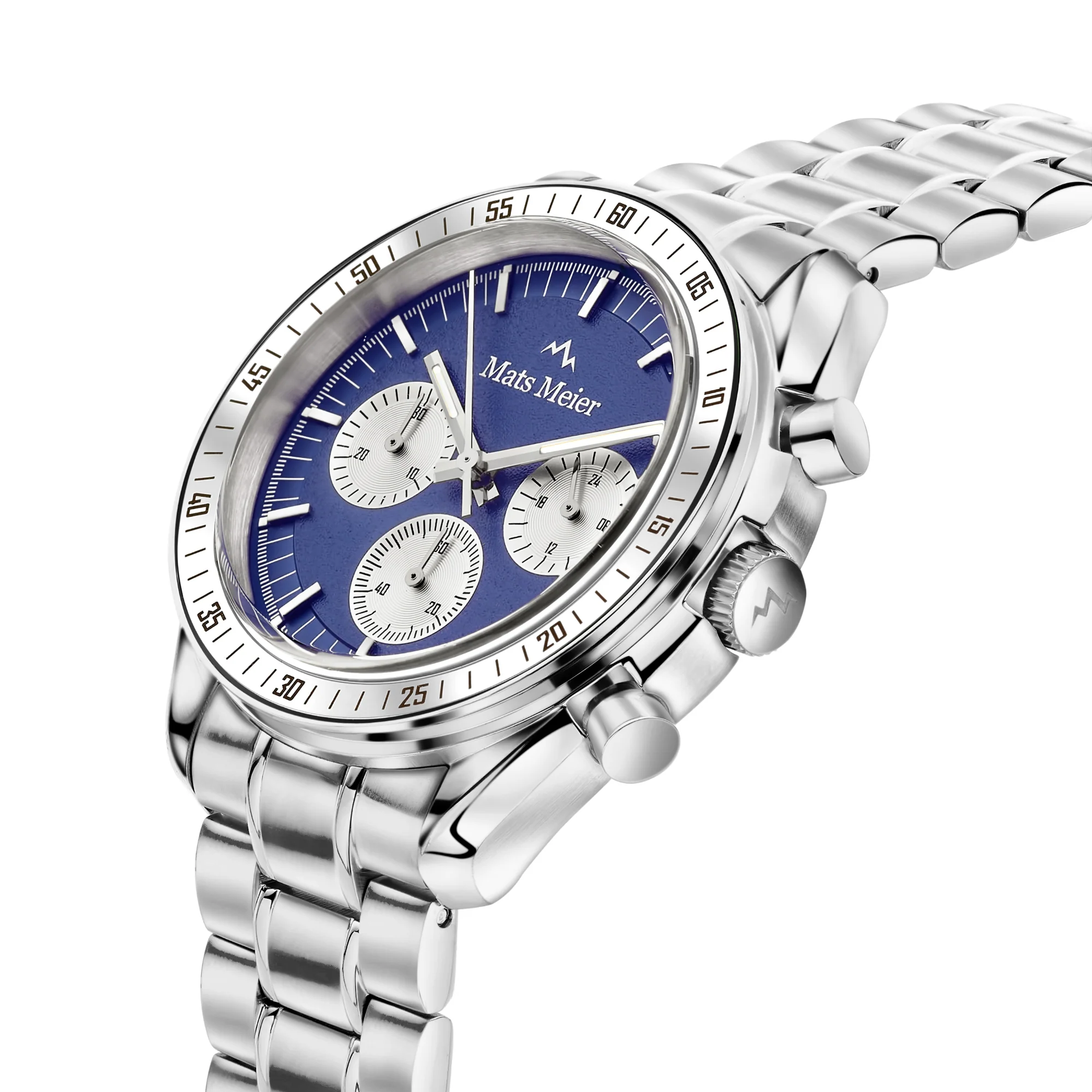 Mats Meier Arosa Racing Chronograaf HerrenUhr Silberfarbene und Blauw MM50014 - Image 4