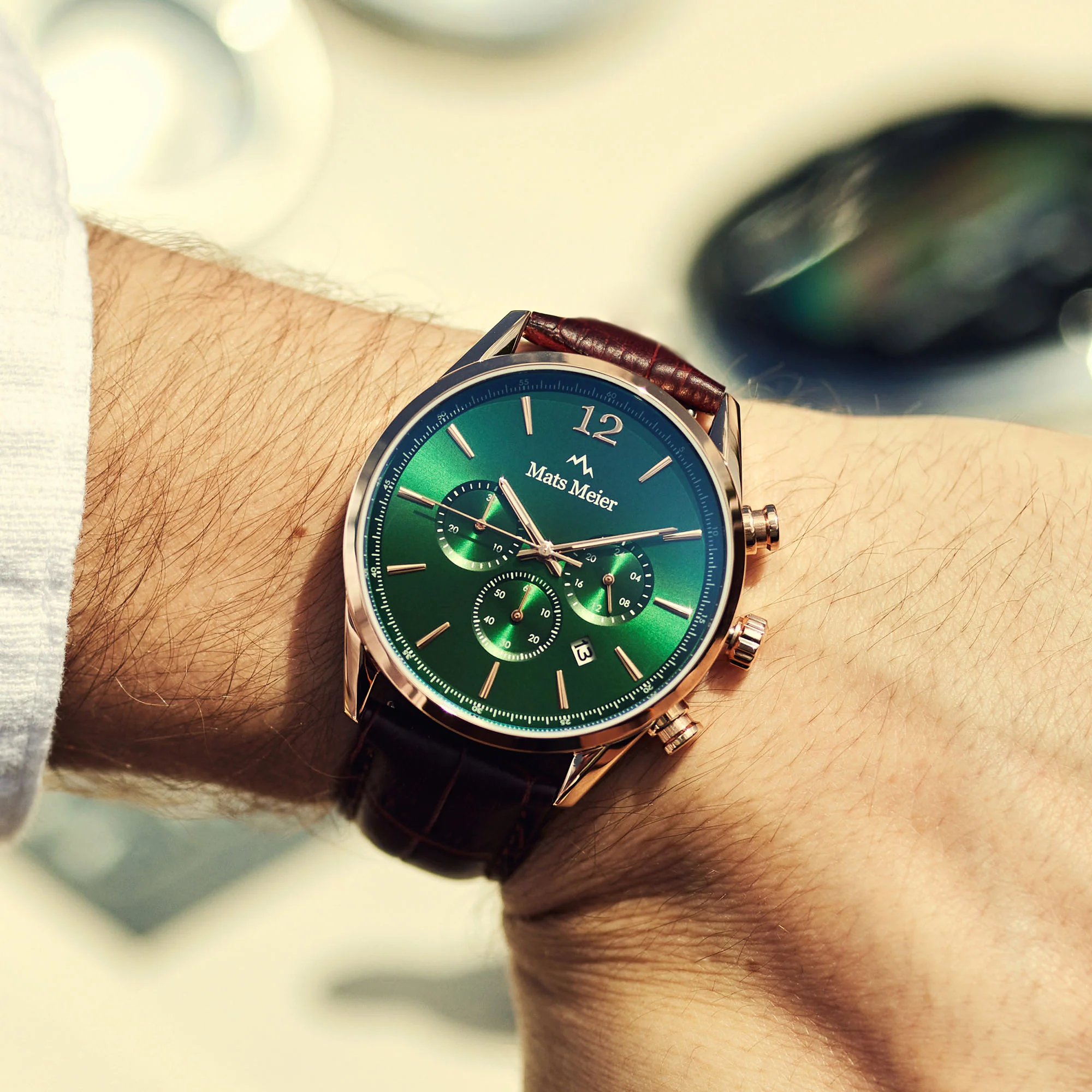 Mats Meier Grand Cornier Chrono Groen/RoseGoldfarbene Uhr MM00114 - Image 3