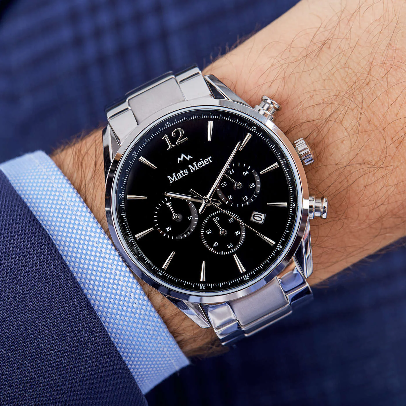 Mats Meier Grand Cornier Chrono Schwarz/Silberfarbene Uhr MM00110 - Image 3