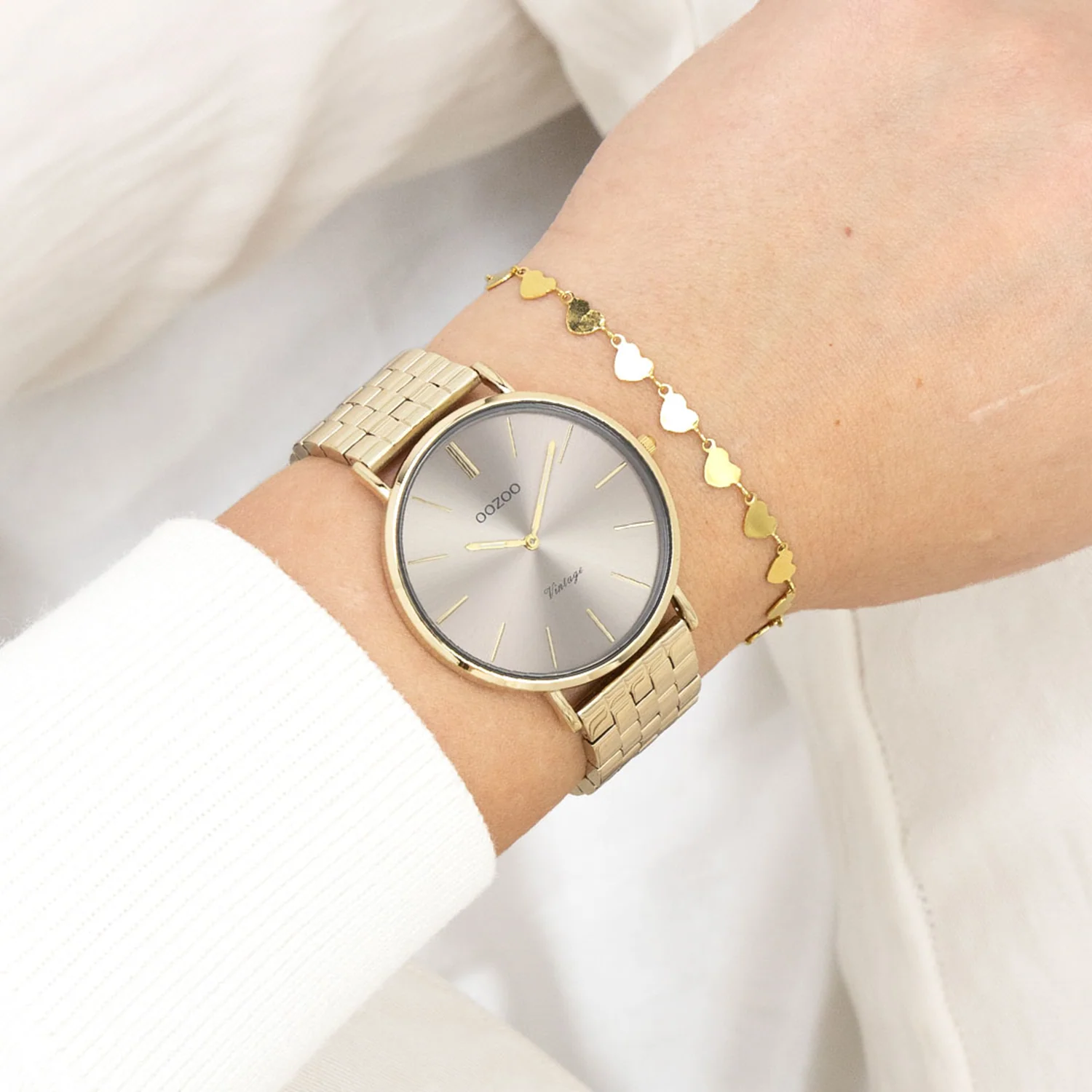 OOZOO Vintage Damenuhr In Gold Und Taupe C20403 - Image 2