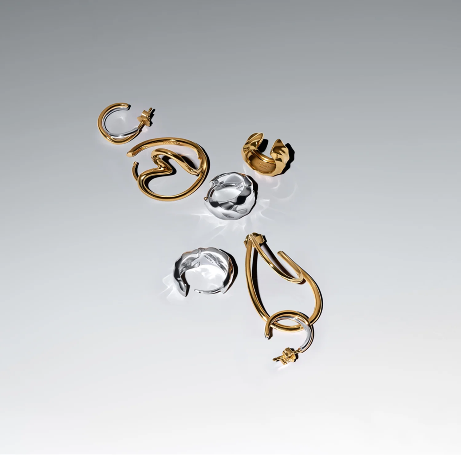 Pandora Essence Gold Plated Organically Shaped Double Hoop Earrings 263870C00 - Image 3