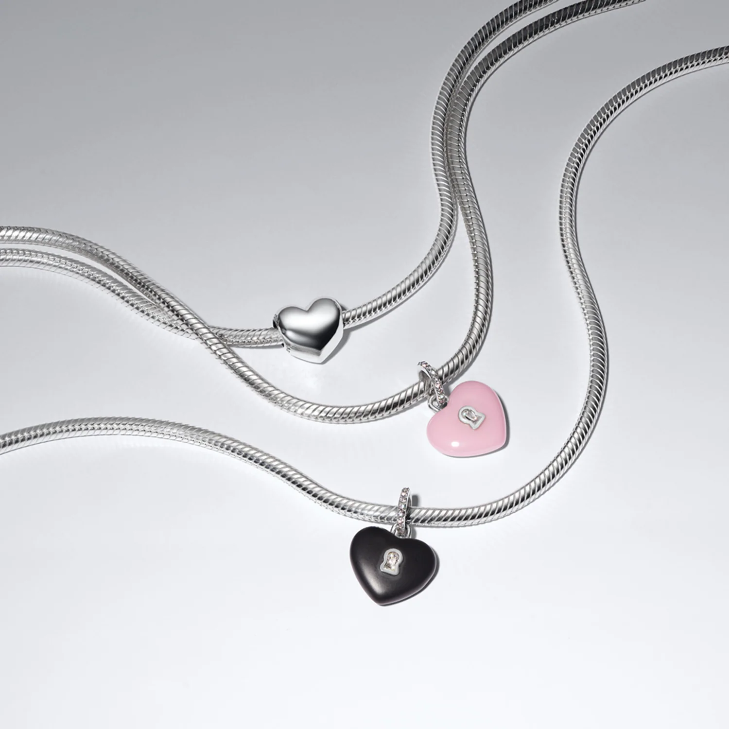 Pandora Moments 925 Sterling Silver Pink Ceramic Heart Padlock Pendant 794424C01 - Image 3