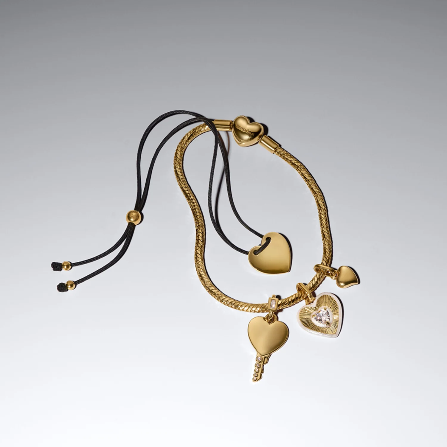 Pandora Moments Gold Plated Engravable Heart Key Shaped Pendant 364353C01 - Image 3