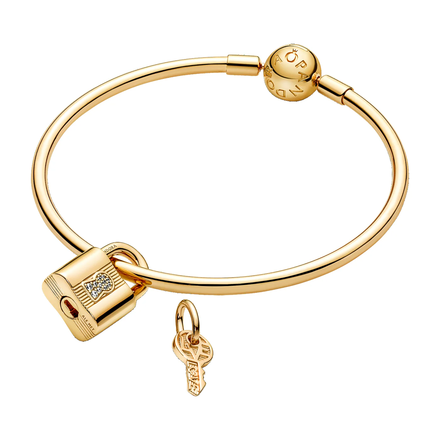 Pandora Moments Goldfarbene Padlock & Key Charm 760088C01 - Image 5