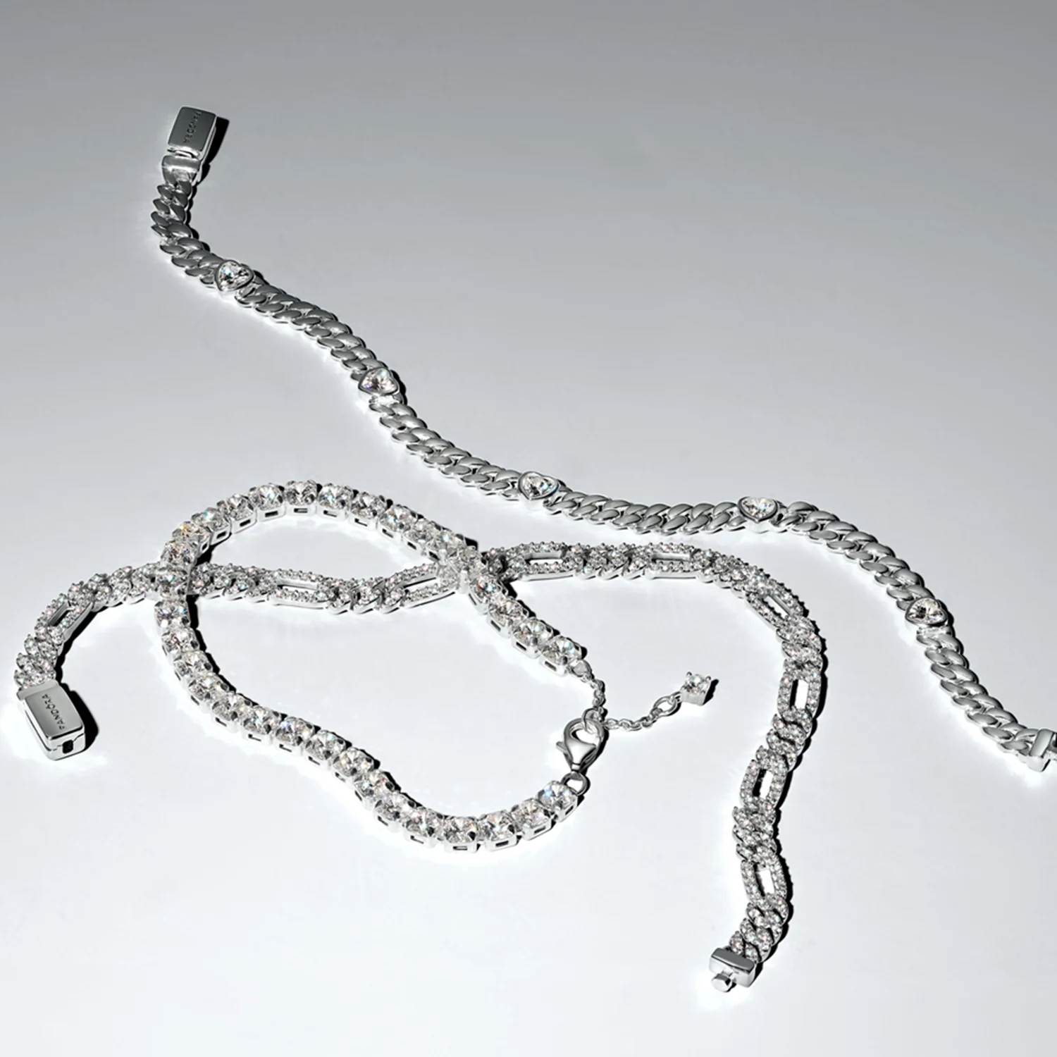 Pandora Timeless 925 Sterling Silver Heart Cuban Chain Bracelet 594226C01-16 - Image 3
