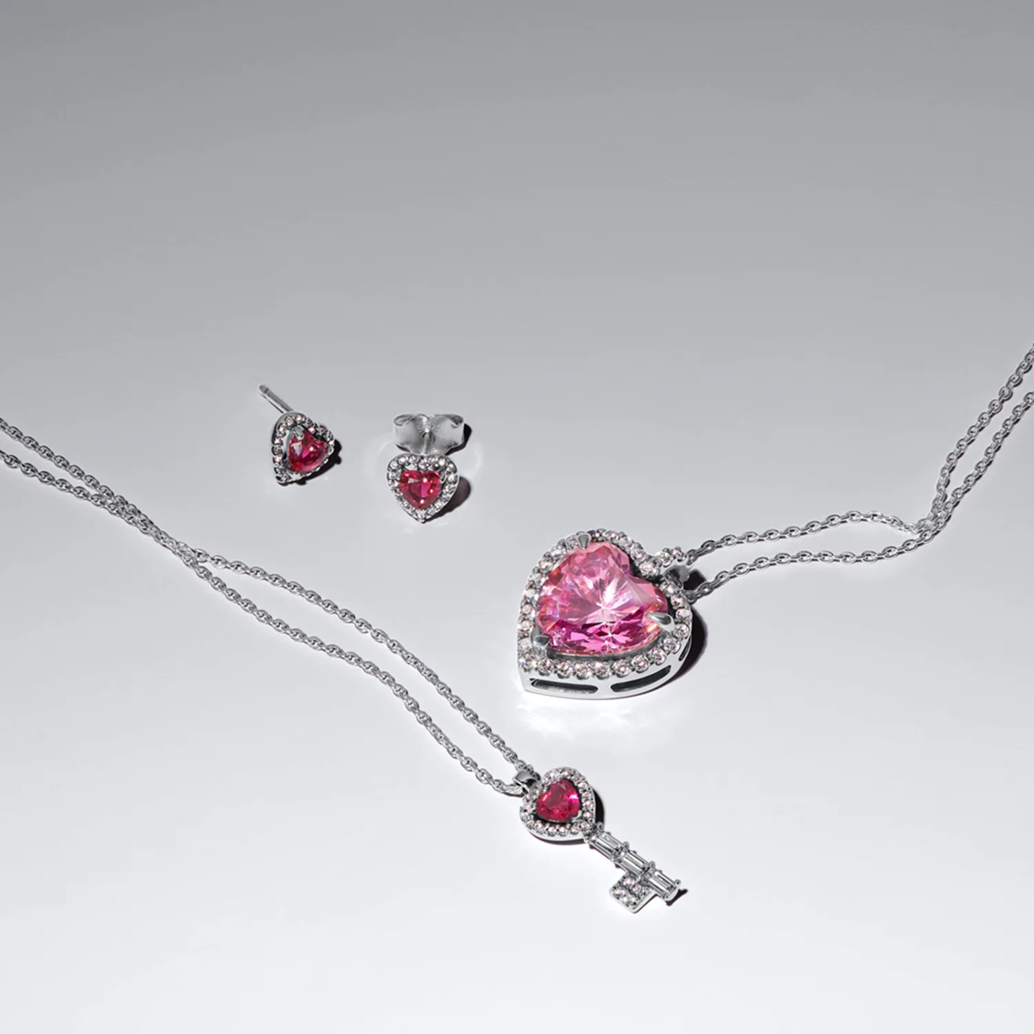 Pandora Timeless 925 Sterling Silver Pink Halo Heart Necklace 394414C01-45 - Image 3