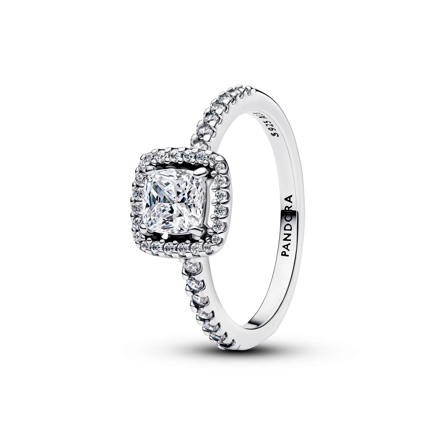 Pandora Timeless 925 Sterling Silver Sparkling Square Halo Ring 193555C02-52