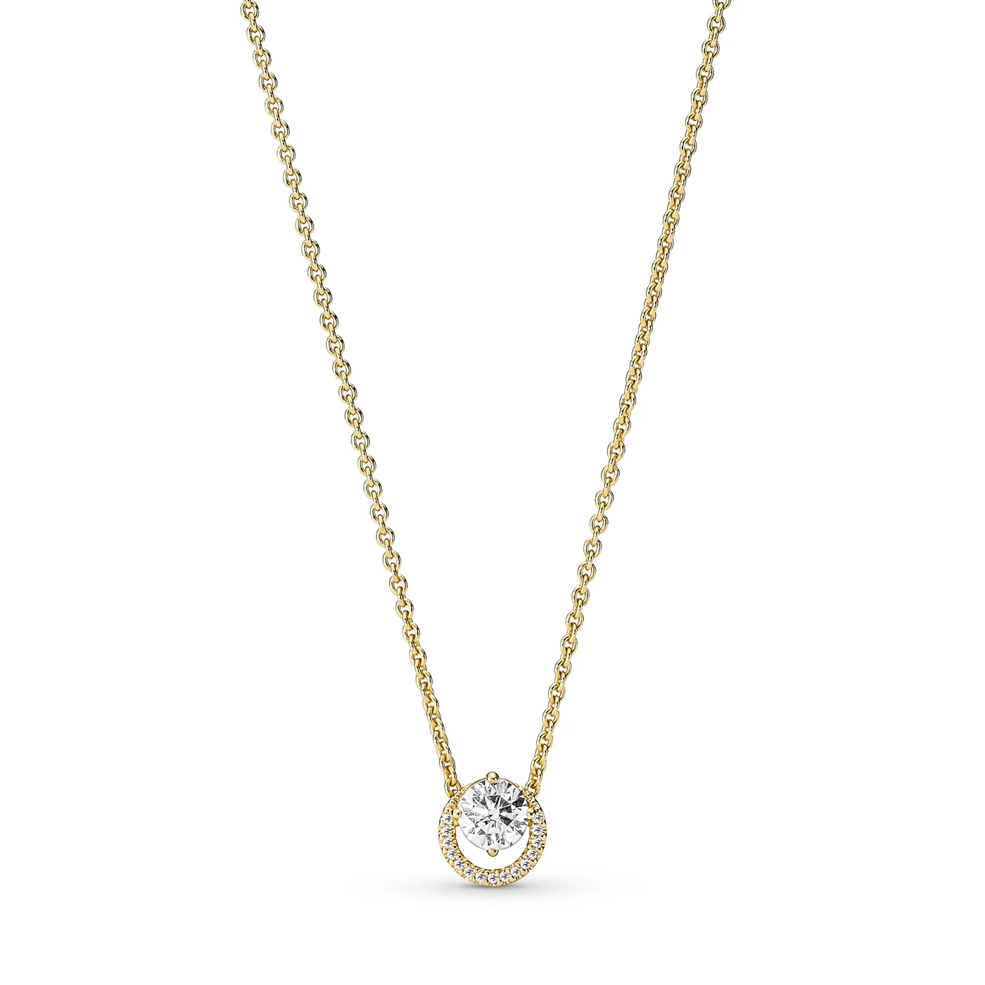 Pandora Timeless Goldfarbene Sparkling Round Halo Kette mit 585er Golden Plattierung 361174C01-45 (Länge: 45.00 cm)