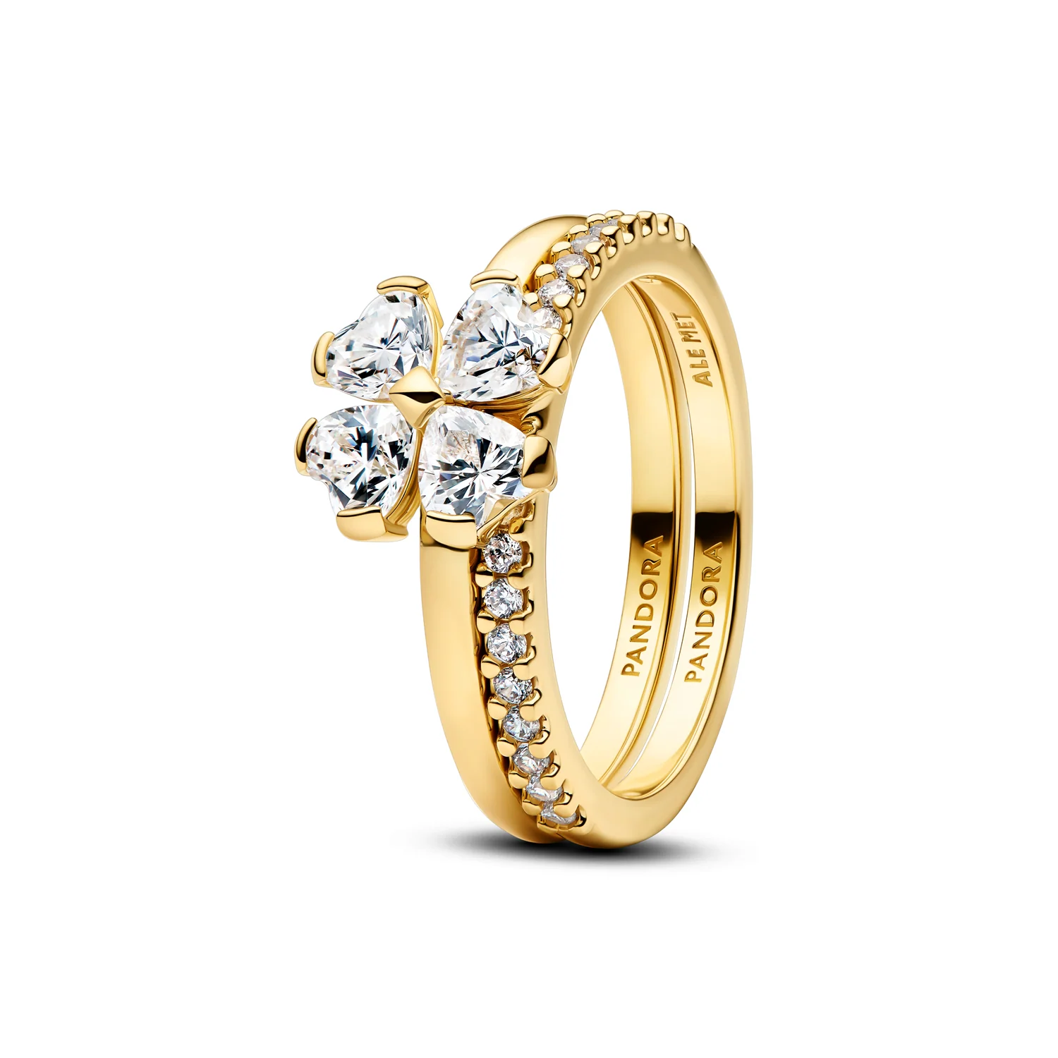 Pandora Timeless Funkelnder Glücksklee Teilbarer Ring 164507C01-50