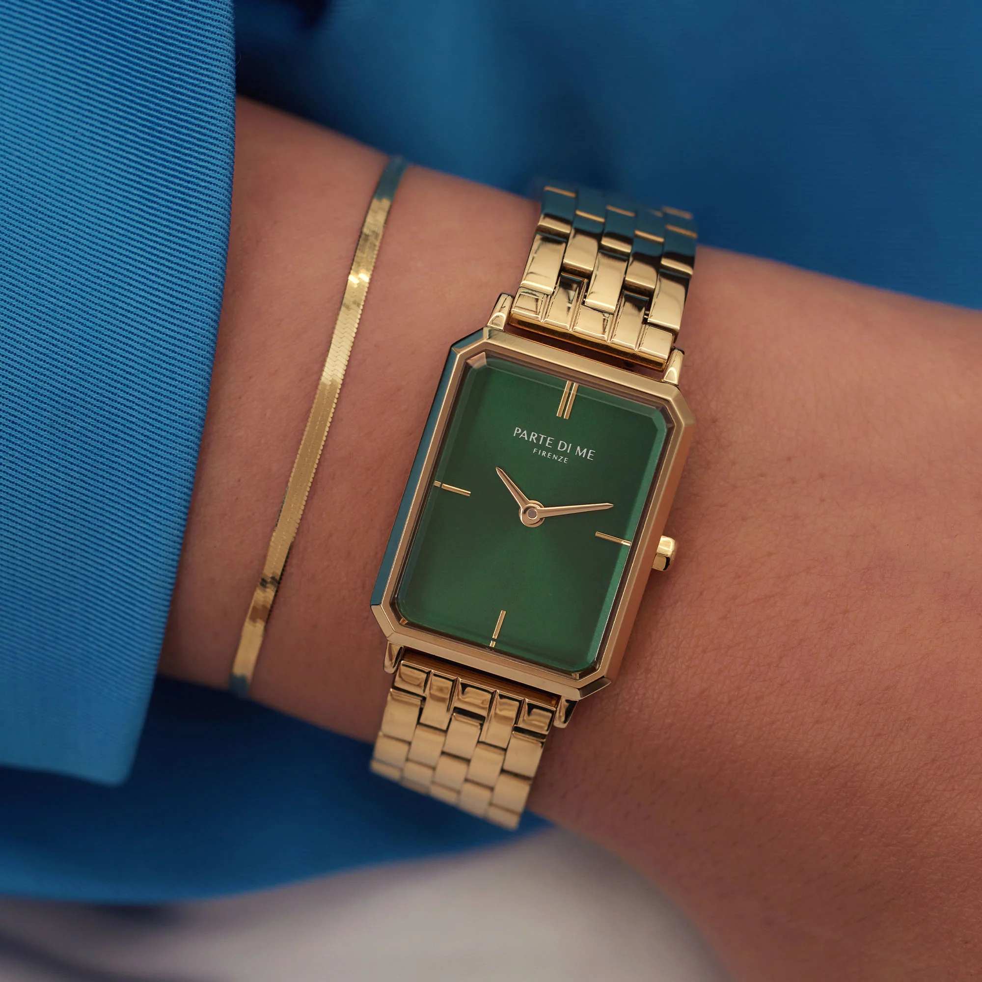 Parte Di Me Orologio Rechthoekig DamenUhr Goldfarbene und Groen PDM09002 - Image 2
