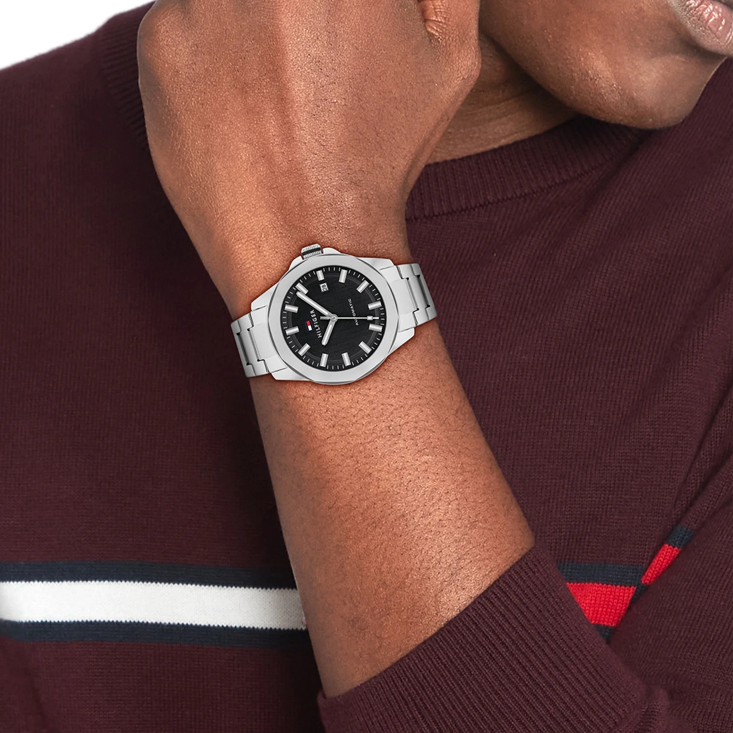 Tommy Hilfiger Lars Automatische Herrenuhr In Silber Und Schwarz TH1710692 - Image 2