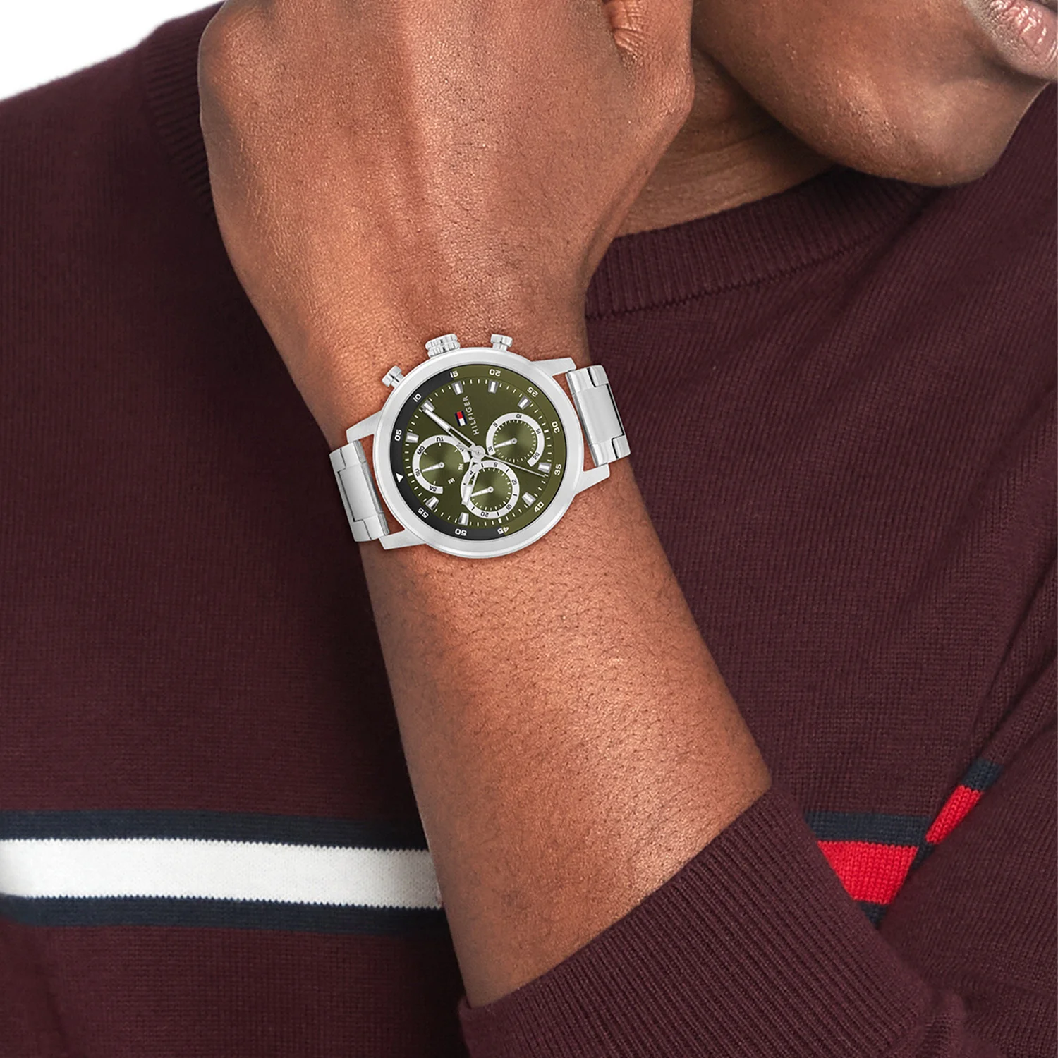 Tommy Hilfiger Rocky Silberne Und Grüne Herrenuhr TH1792180 - Image 2