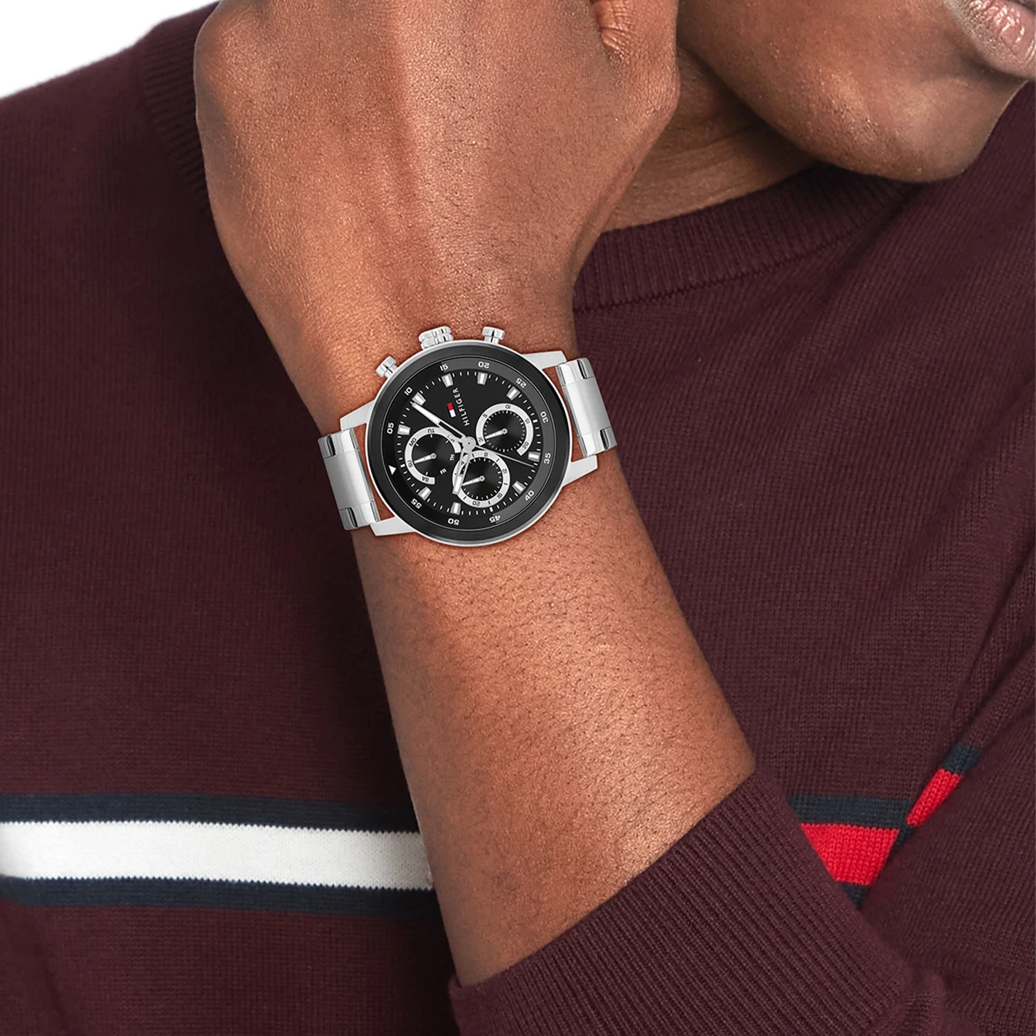 Tommy Hilfiger Rocky Silberne Und Schwarze Herrenuhr TH1792181 - Image 2