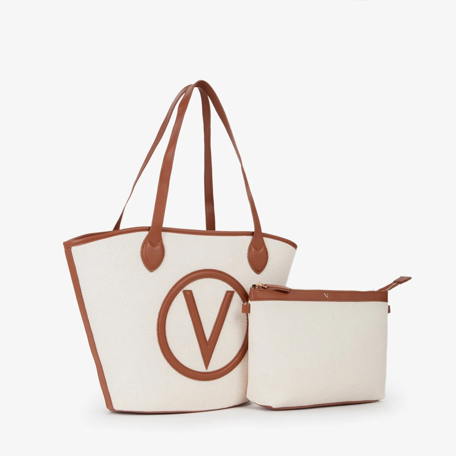 Valentino Bags Covent Beige & Brown Shopper VBS7QO02CANNATURALE/CUOIO - Image 2