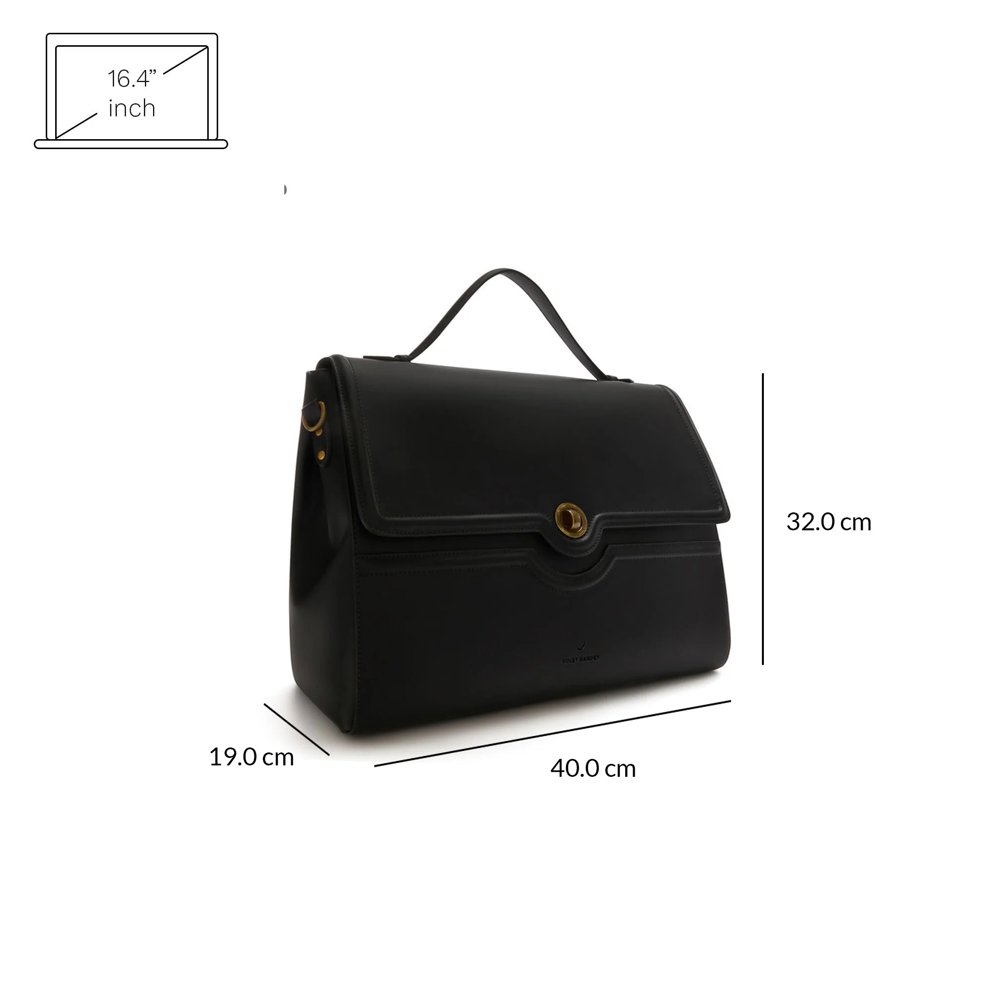 Violet Hamden Essential Bag Schwarze Handtasche mit 16.4-Zoll-Laptopfach VH21005 - Image 7