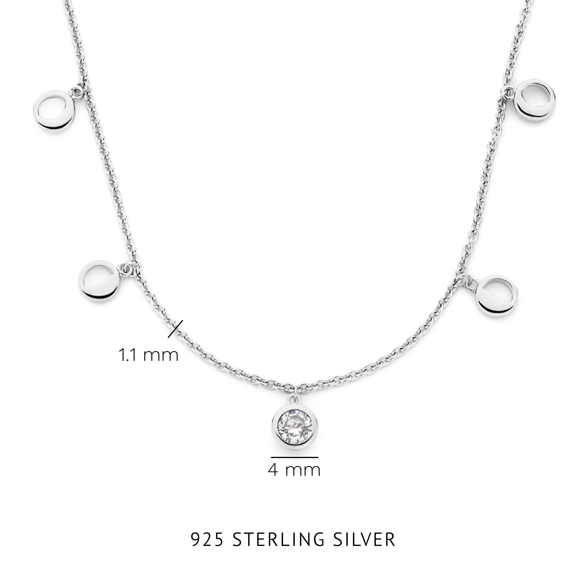 Violet Hamden Luna 925 Sterling Silberne Halskette mit Monden und Weißem Zirkonia-Stein VH340039 - Image 5
