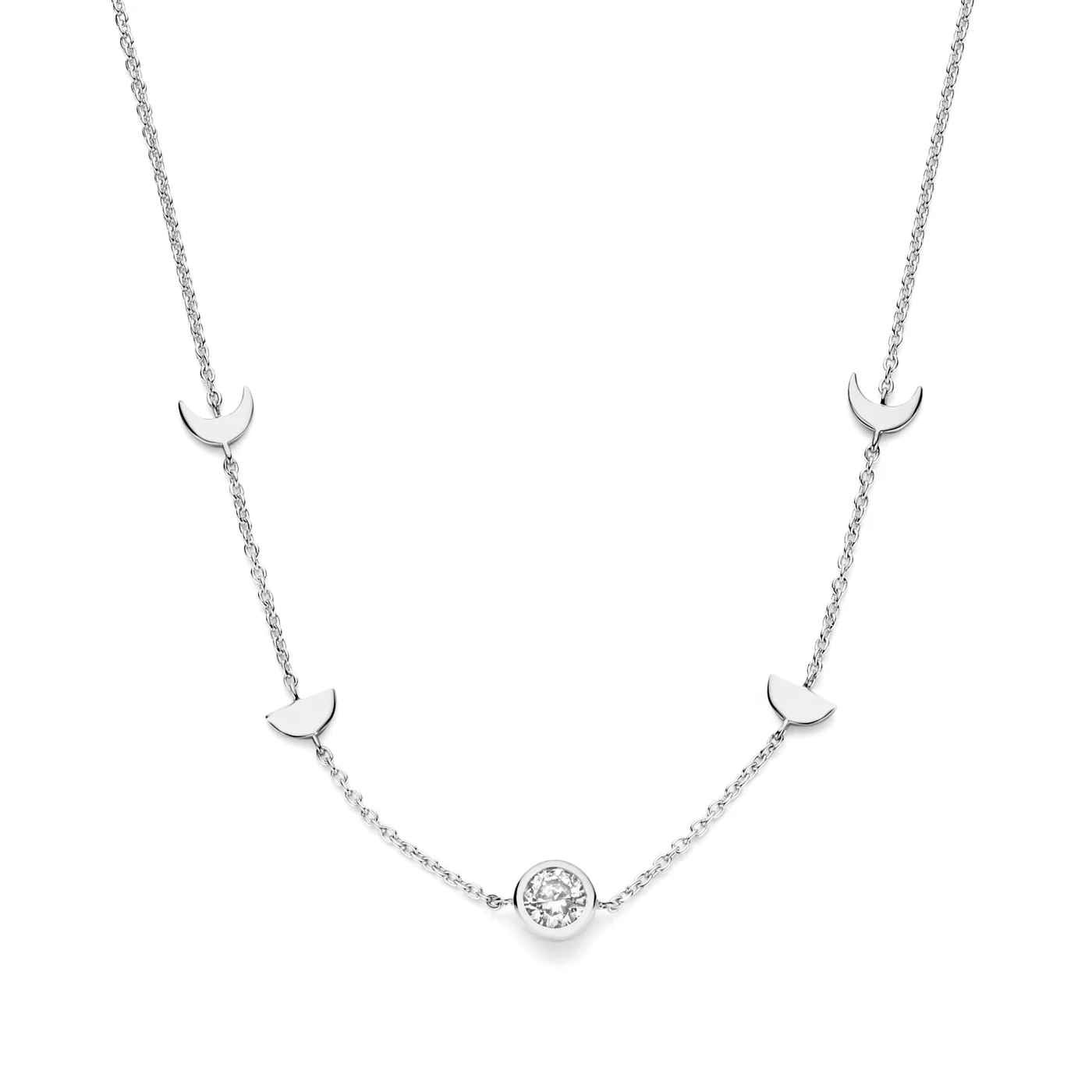 Violet Hamden Luna 925 Sterling Silberne Halskette mit Monden und Weißem Zirkonia-Stein VH340043