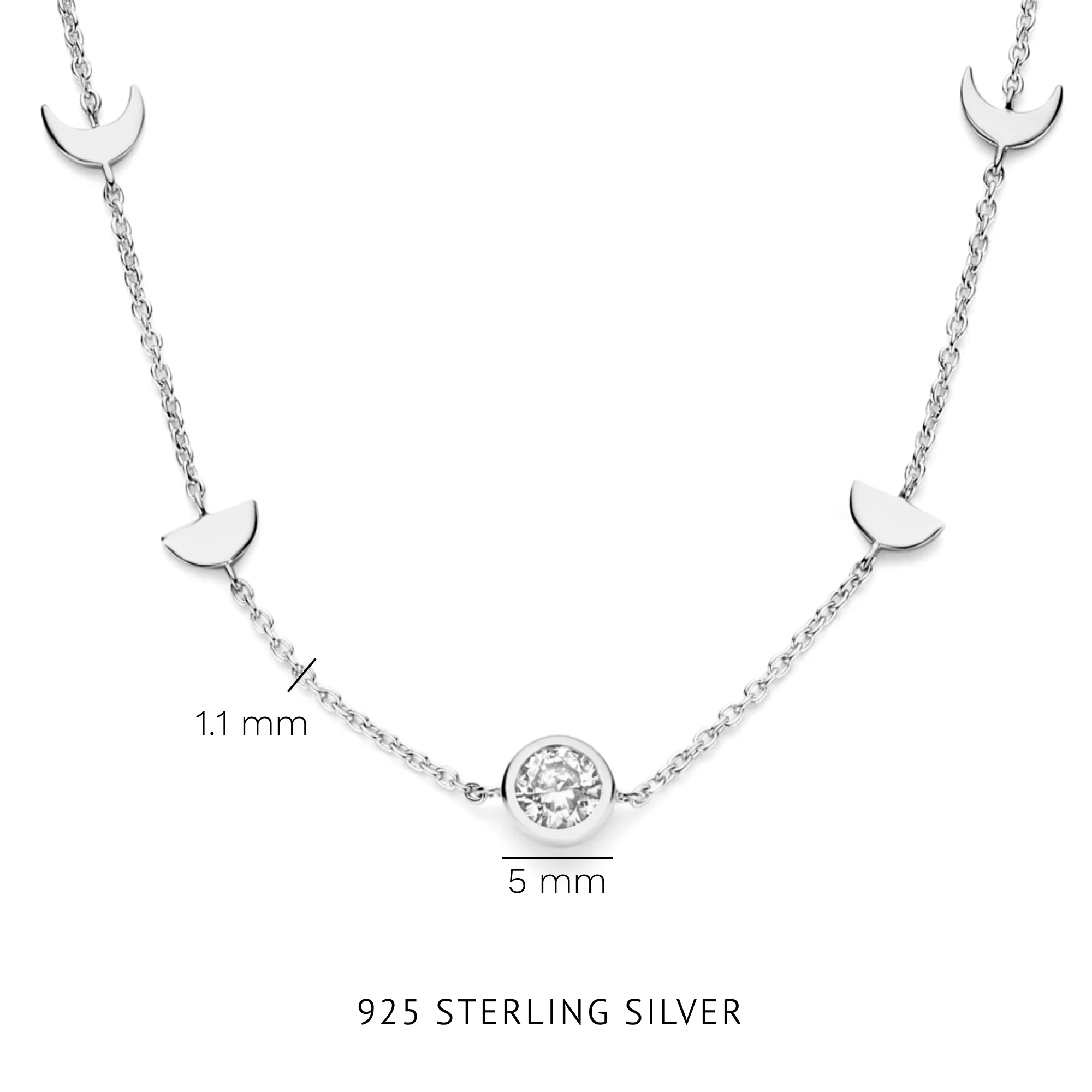 Violet Hamden Luna 925 Sterling Silberne Halskette mit Monden und Weißem Zirkonia-Stein VH340043 - Image 5