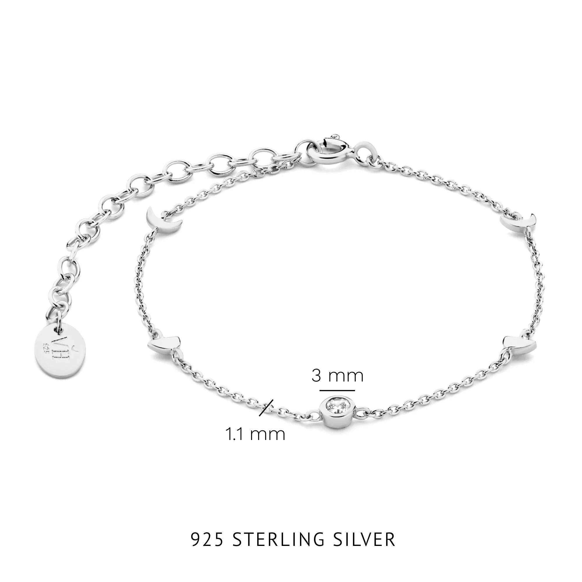 Violet Hamden Luna 925 Sterling Silbernes Armband mit Monden und Weißem Zirkonia-Stein VH320036 - Image 3