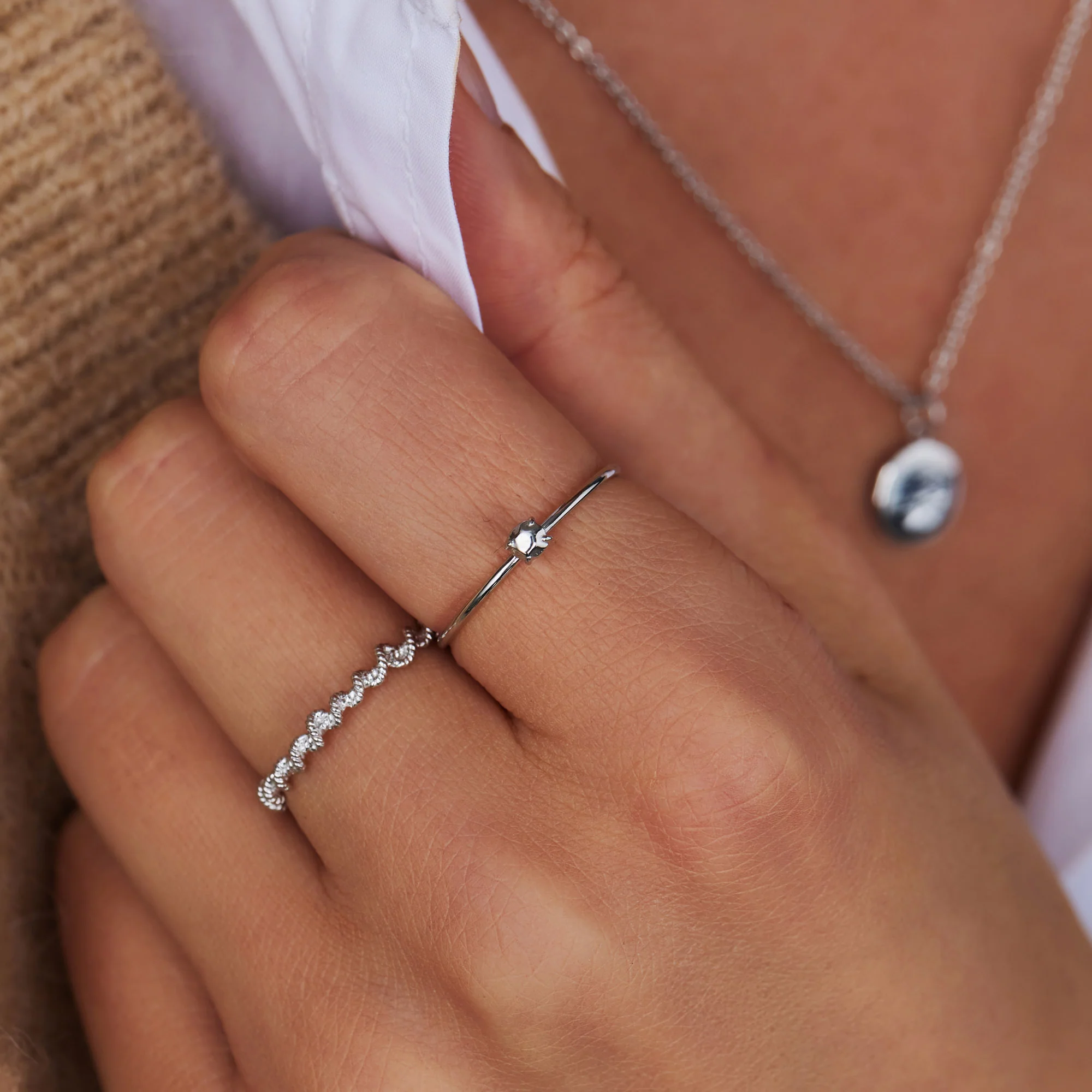 Violet Hamden Sisterhood Lunar 925 Sterling Silberner Gedrehter Ring VH33005-50 - Image 3